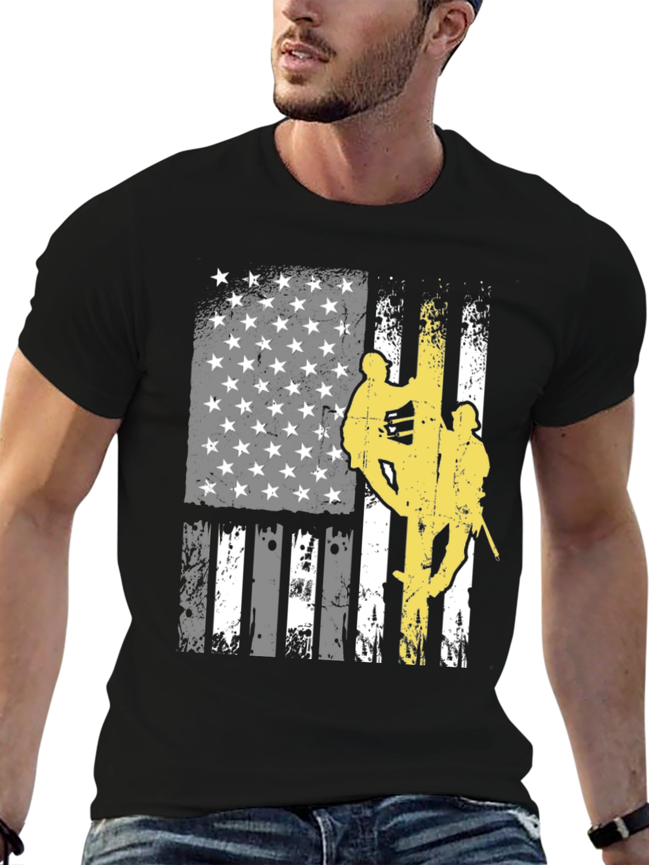 Lineman American Flag Graphic T-Shirt