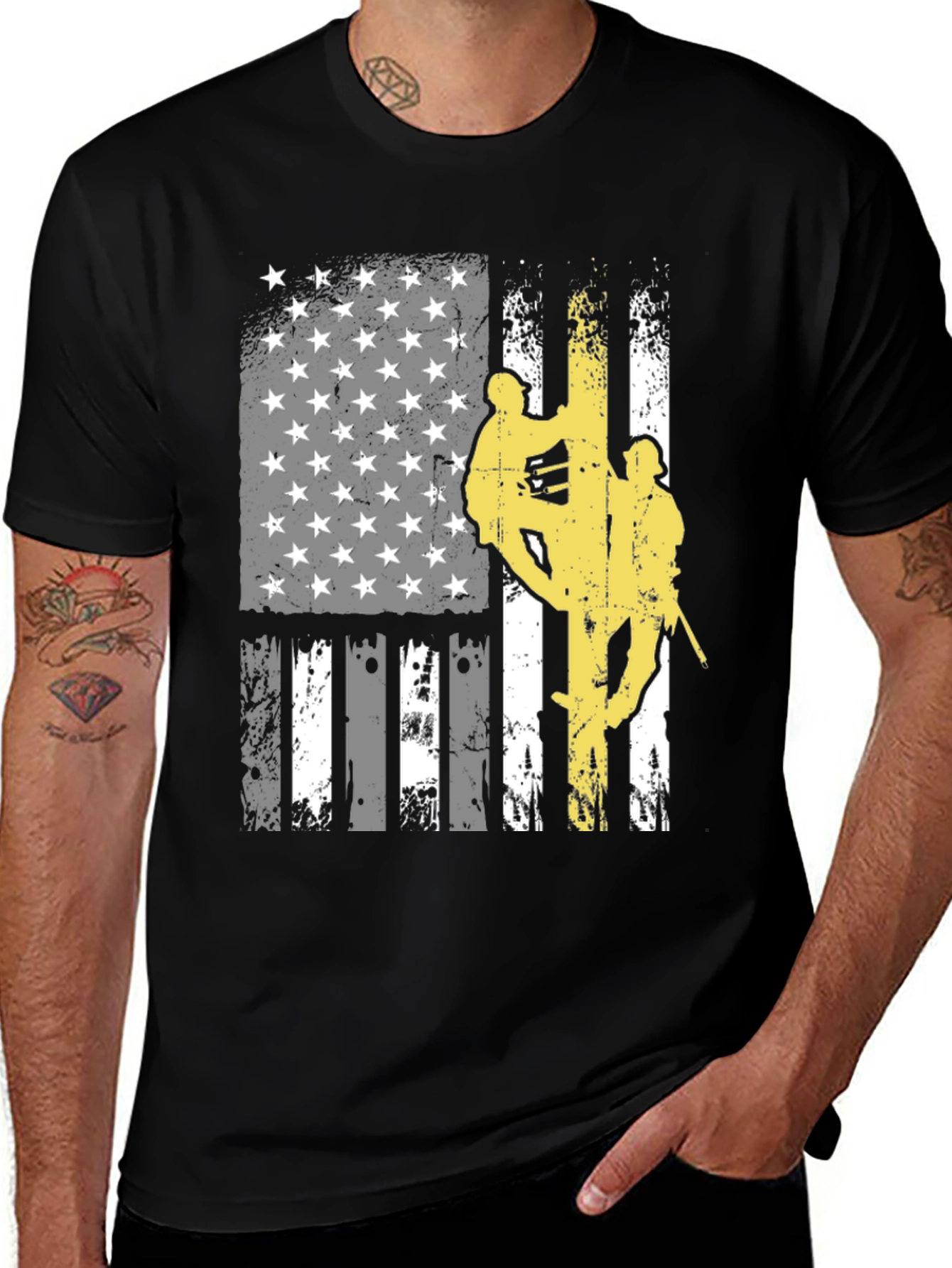Lineman American Flag Graphic T-Shirt