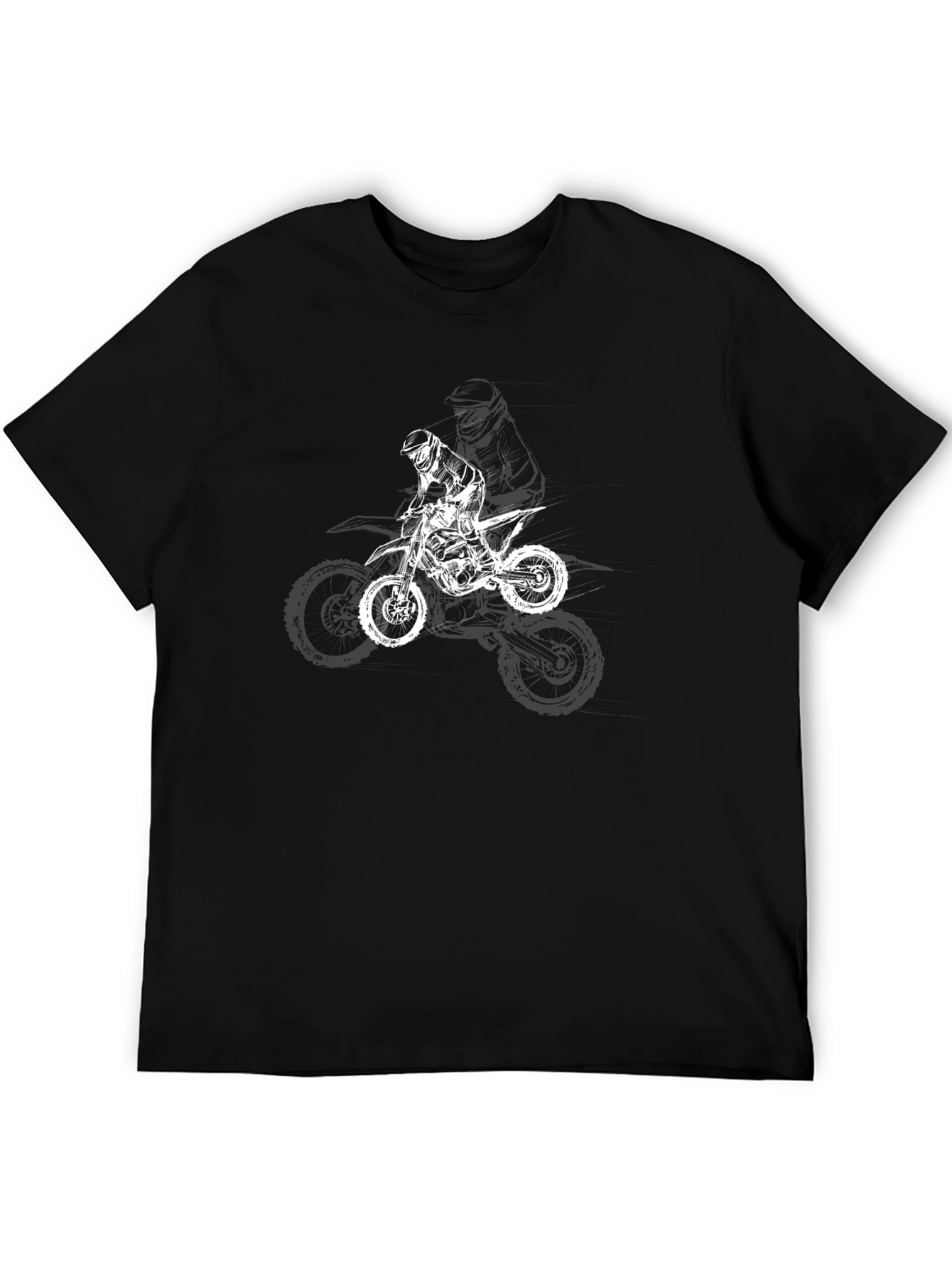 Dirt Bike Rider Graphic Tee - Black Cotton T-Shirt