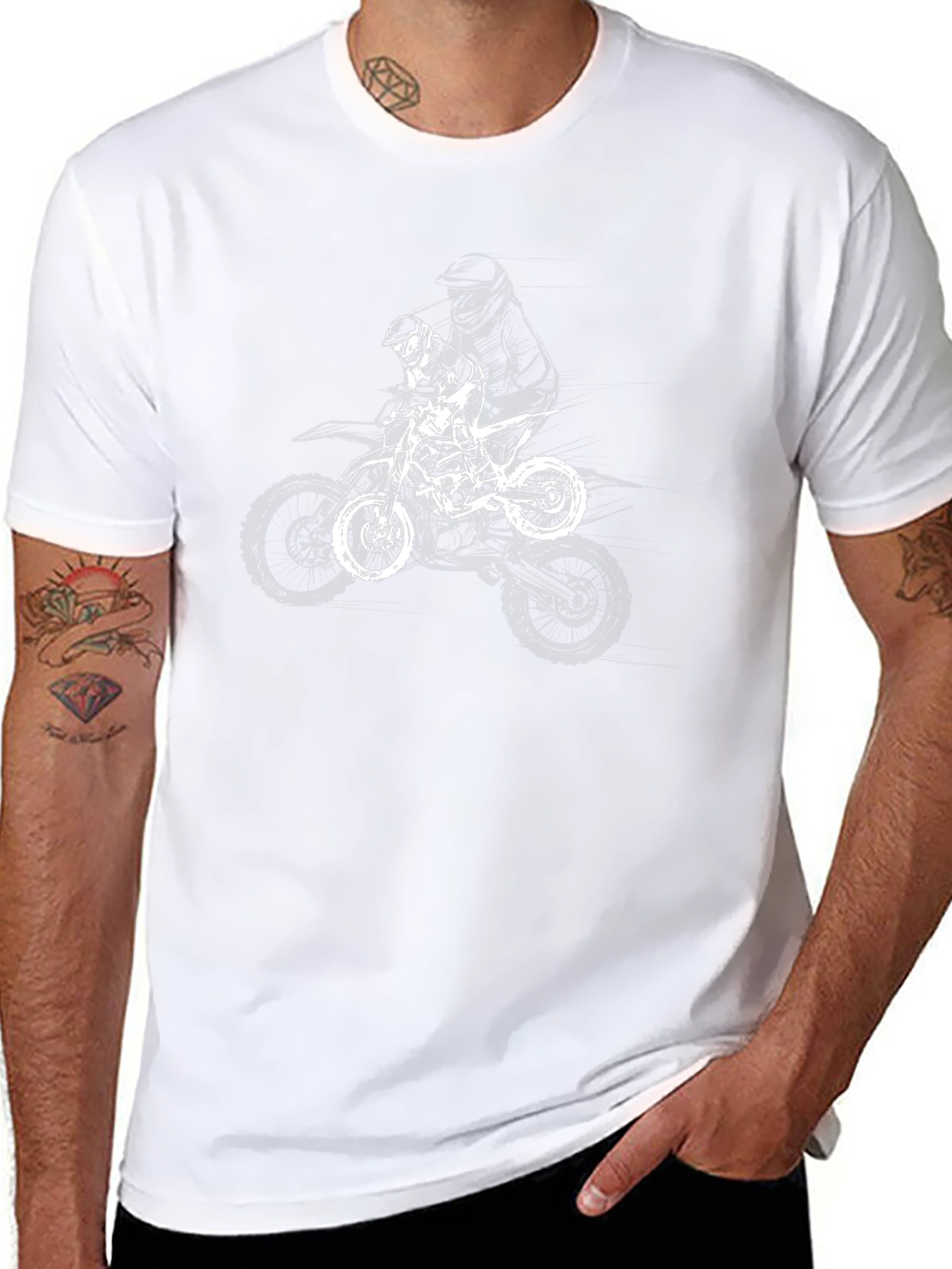 Dirt Bike Rider Graphic Tee - Black Cotton T-Shirt
