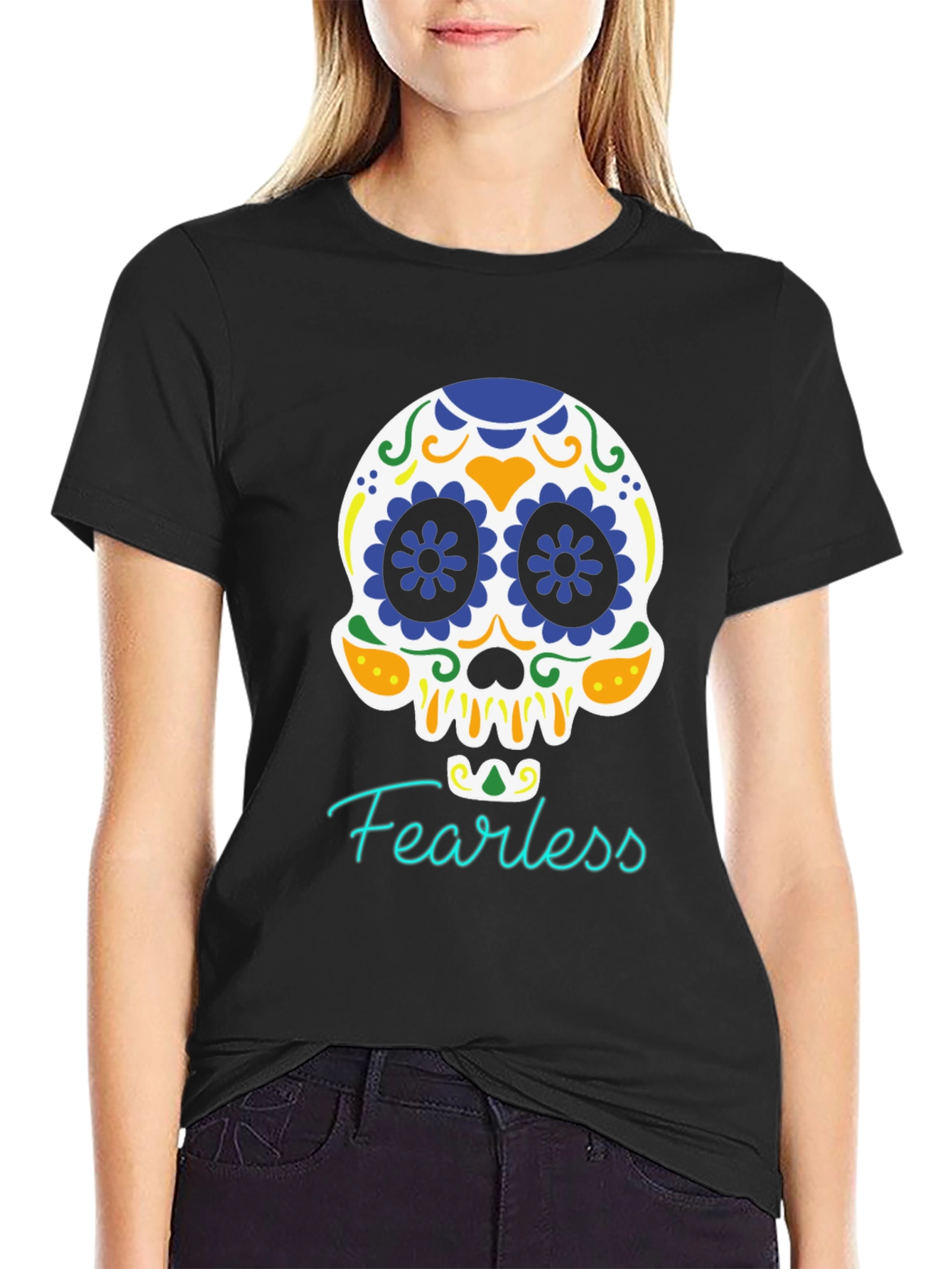 Fearless Sugar Skull Graphic T-Shirt