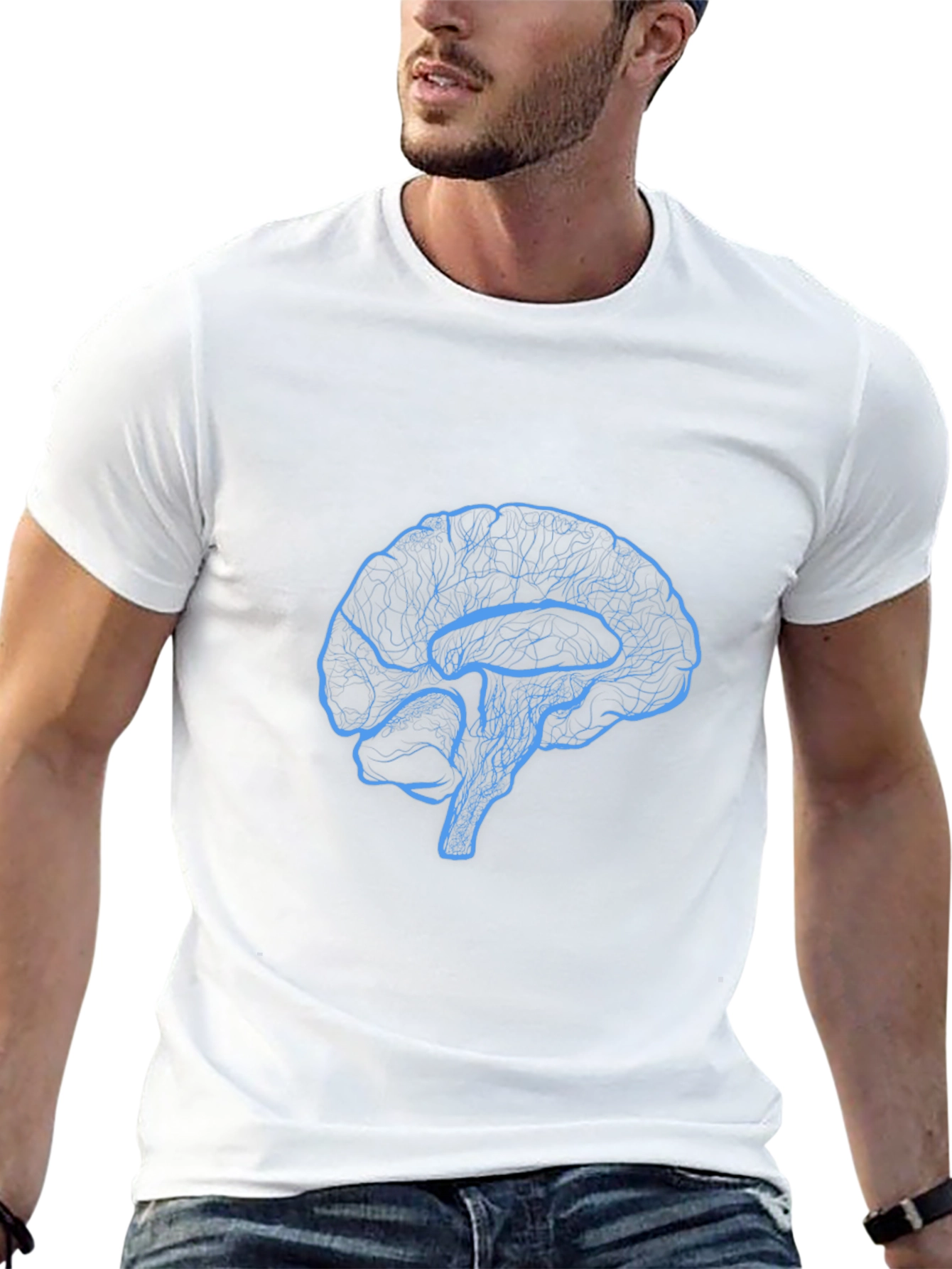 Brain Graphic Tee - Black Cotton T-Shirt
