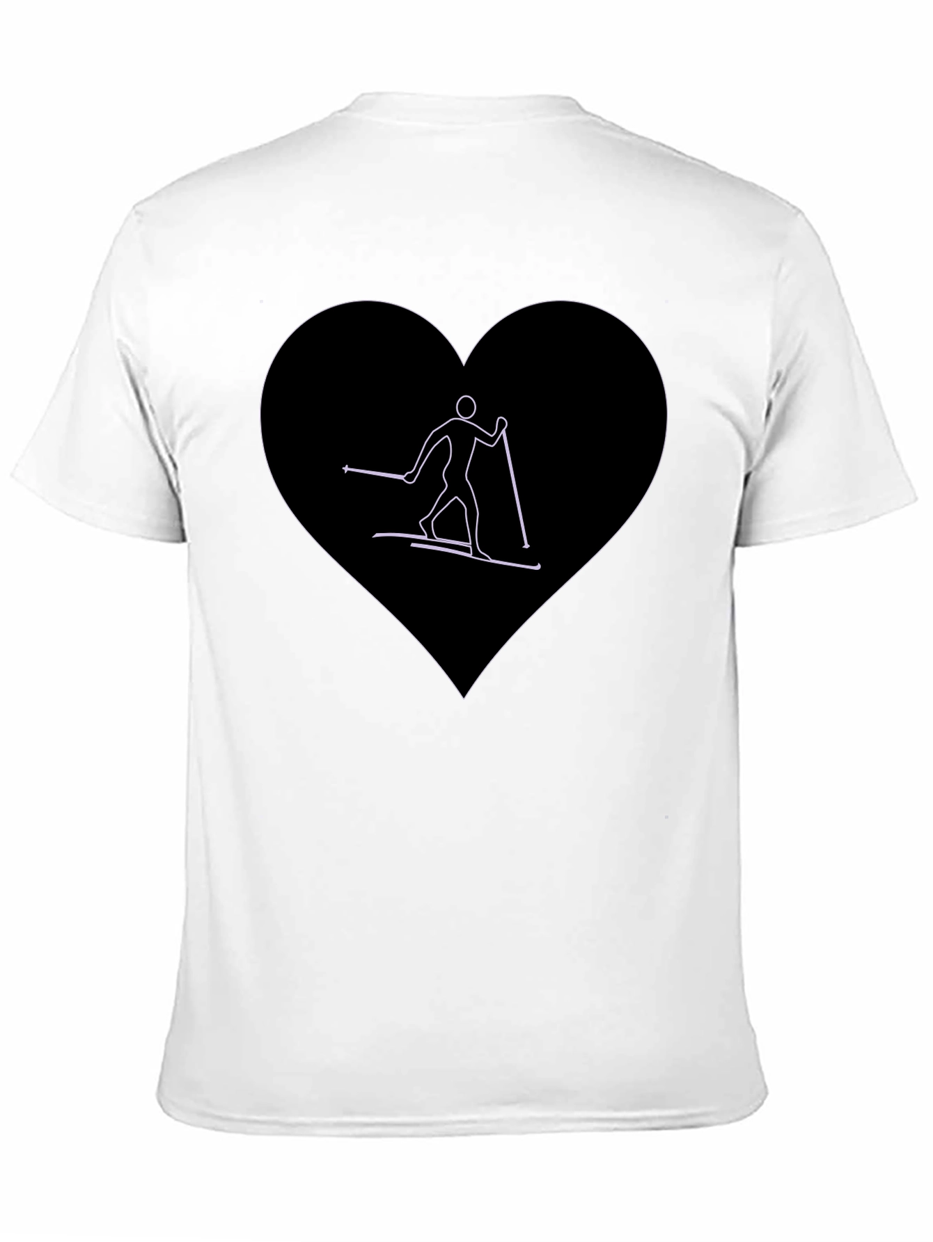 Skiing Heart Graphic T-Shirt - Black