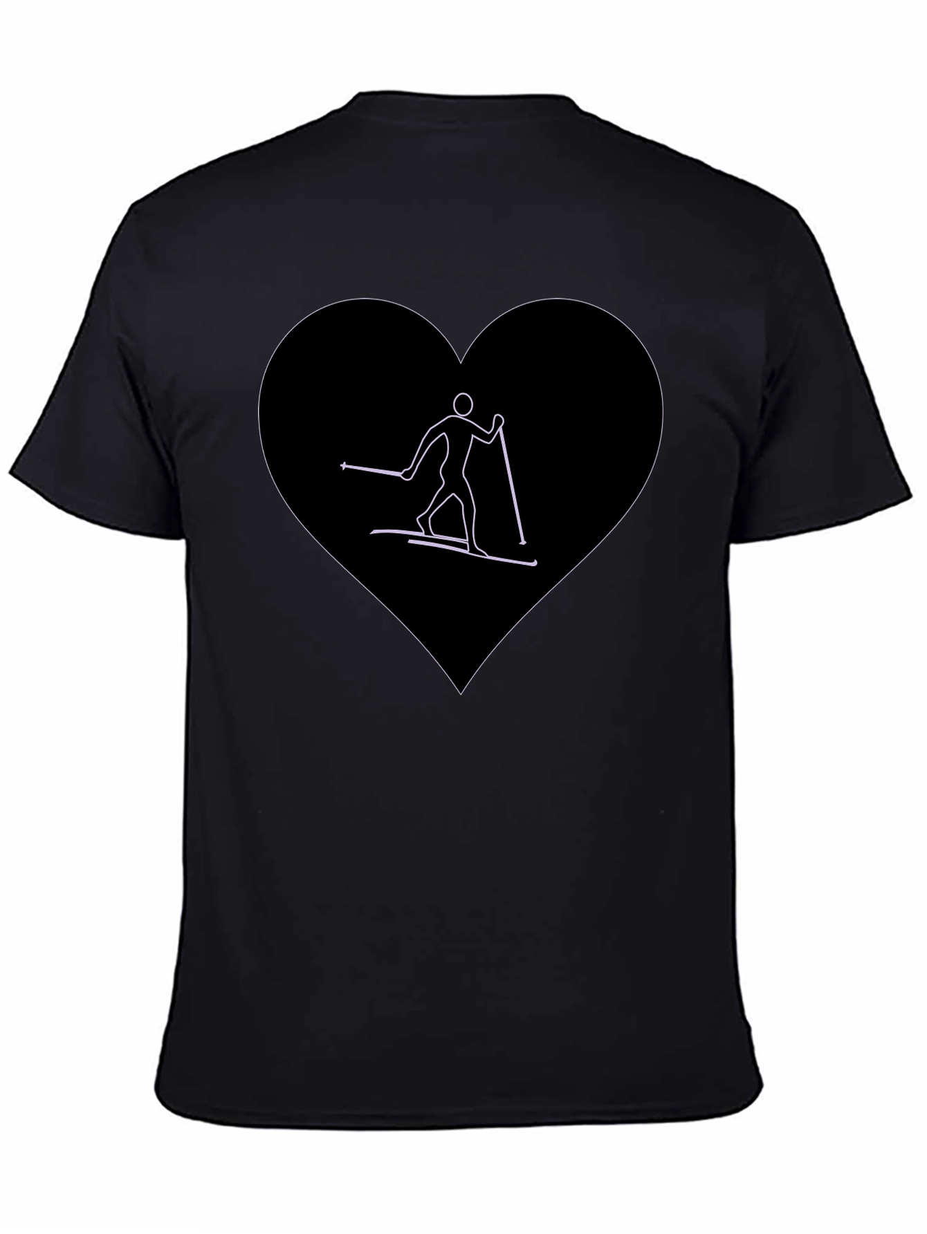 Skiing Heart Graphic T-Shirt - Black