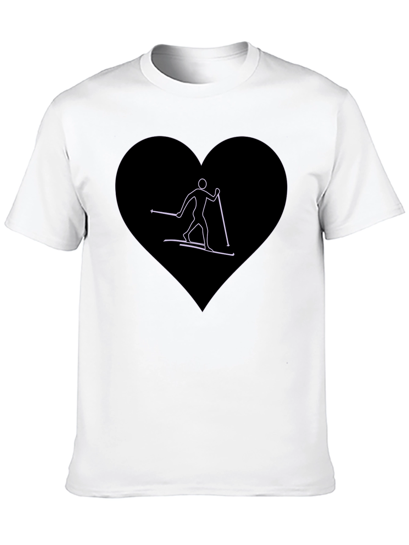 Skiing Heart Graphic T-Shirt - Black