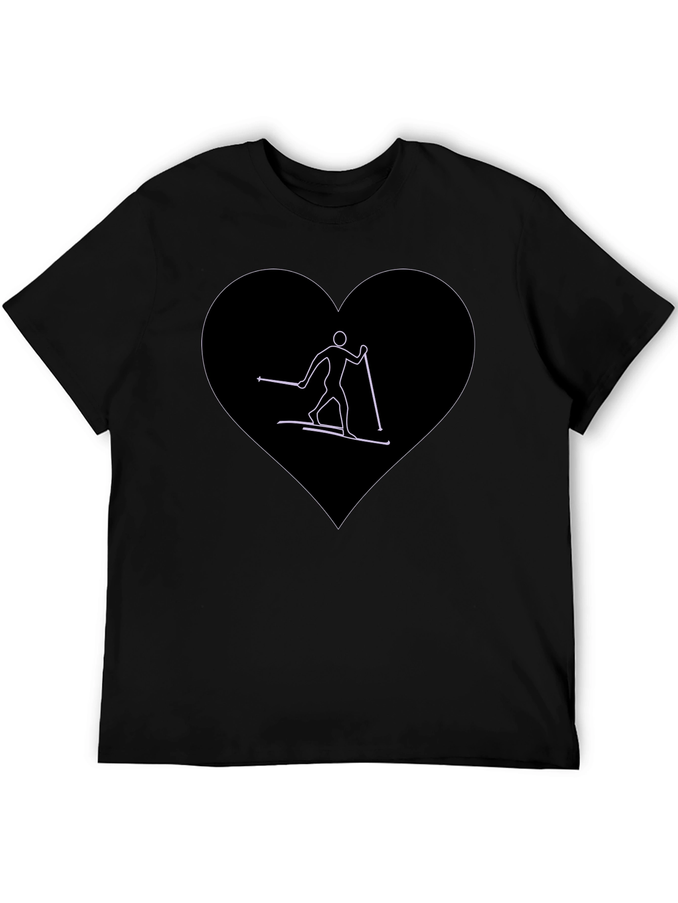 Skiing Heart Graphic T-Shirt - Black