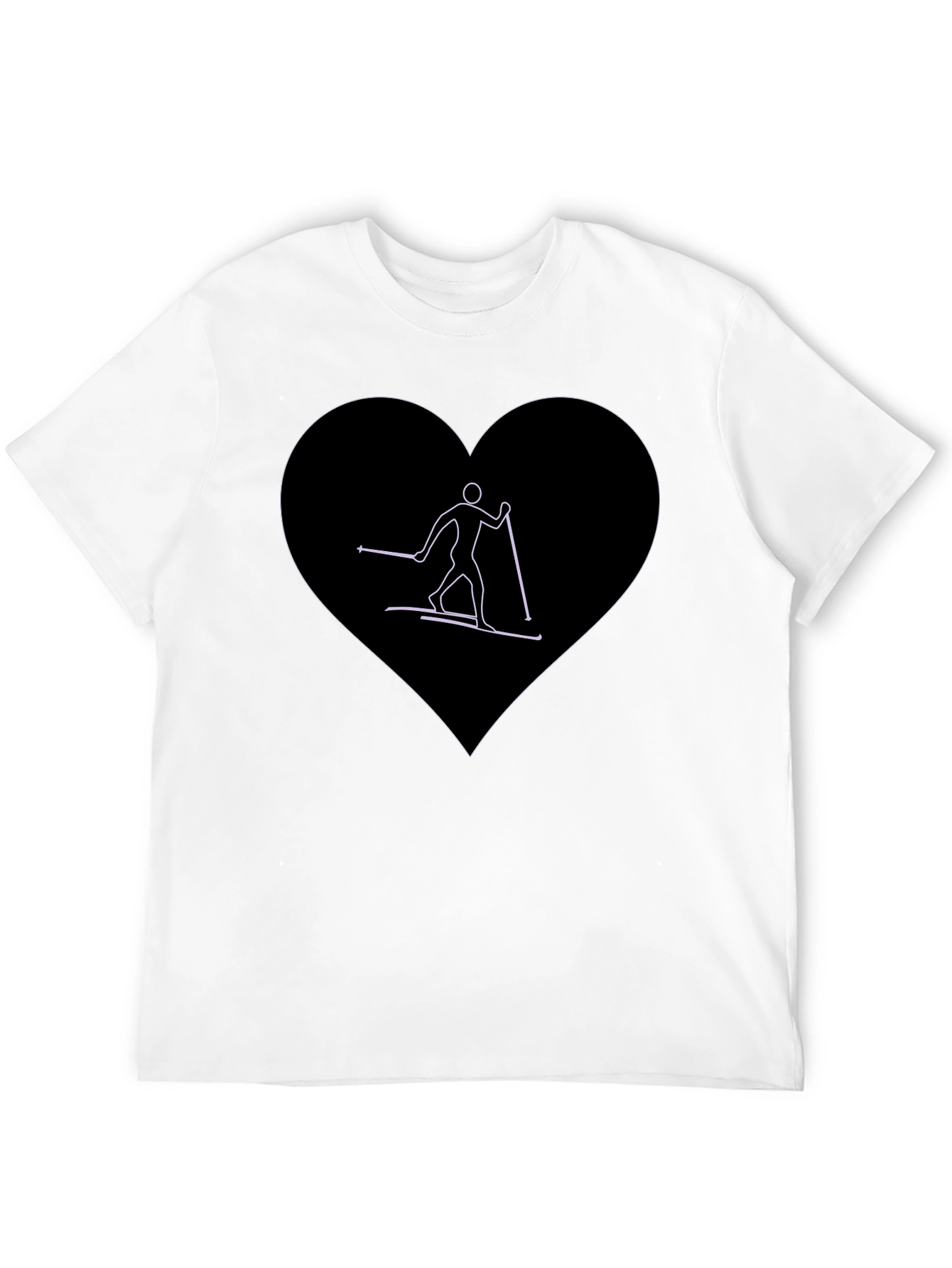 Skiing Heart Graphic T-Shirt - Black