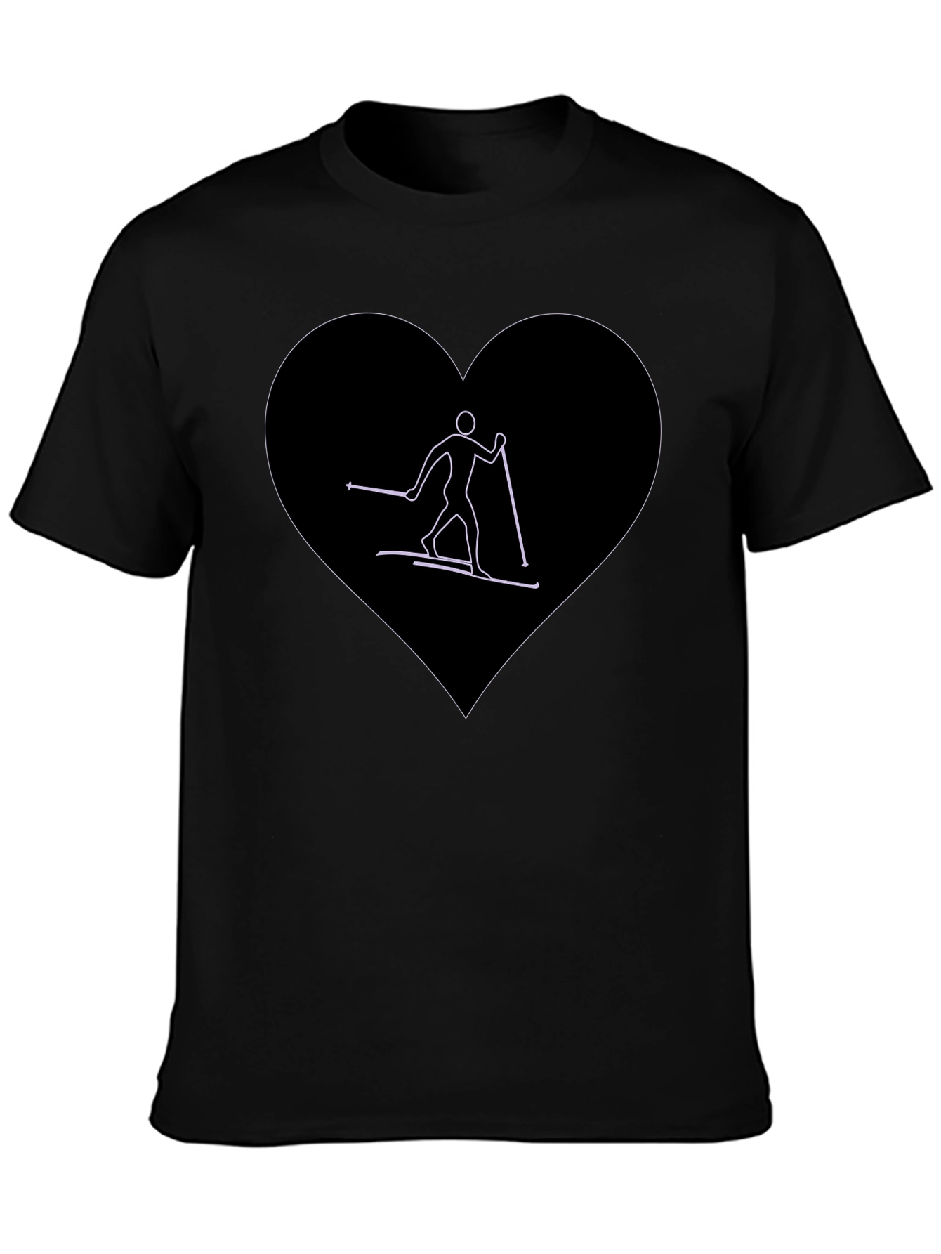 Skiing Heart Graphic T-Shirt - Black
