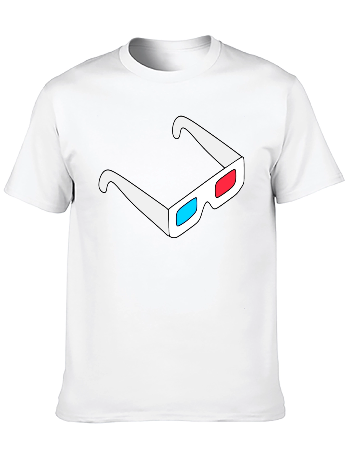 Retro 3D Glasses Graphic Tee - Black Cotton Casual