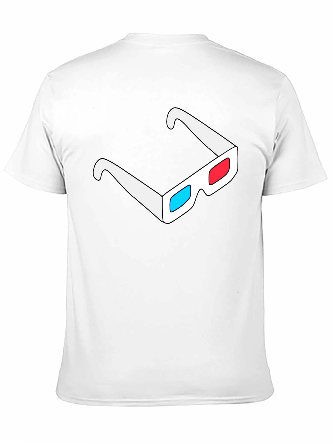 Retro 3D Glasses Graphic Tee - Black Cotton Casual