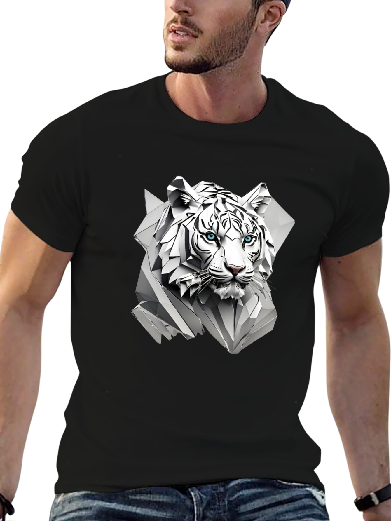 Geometric Tiger Graphic Tee - Modern Style