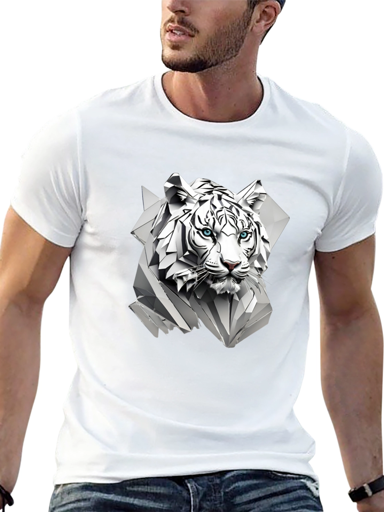 Geometric Tiger Graphic Tee - Modern Style