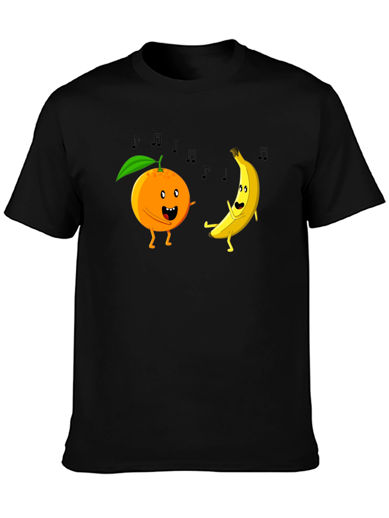 Dancing Fruits Graphic Tee - Black Cotton T-Shirt