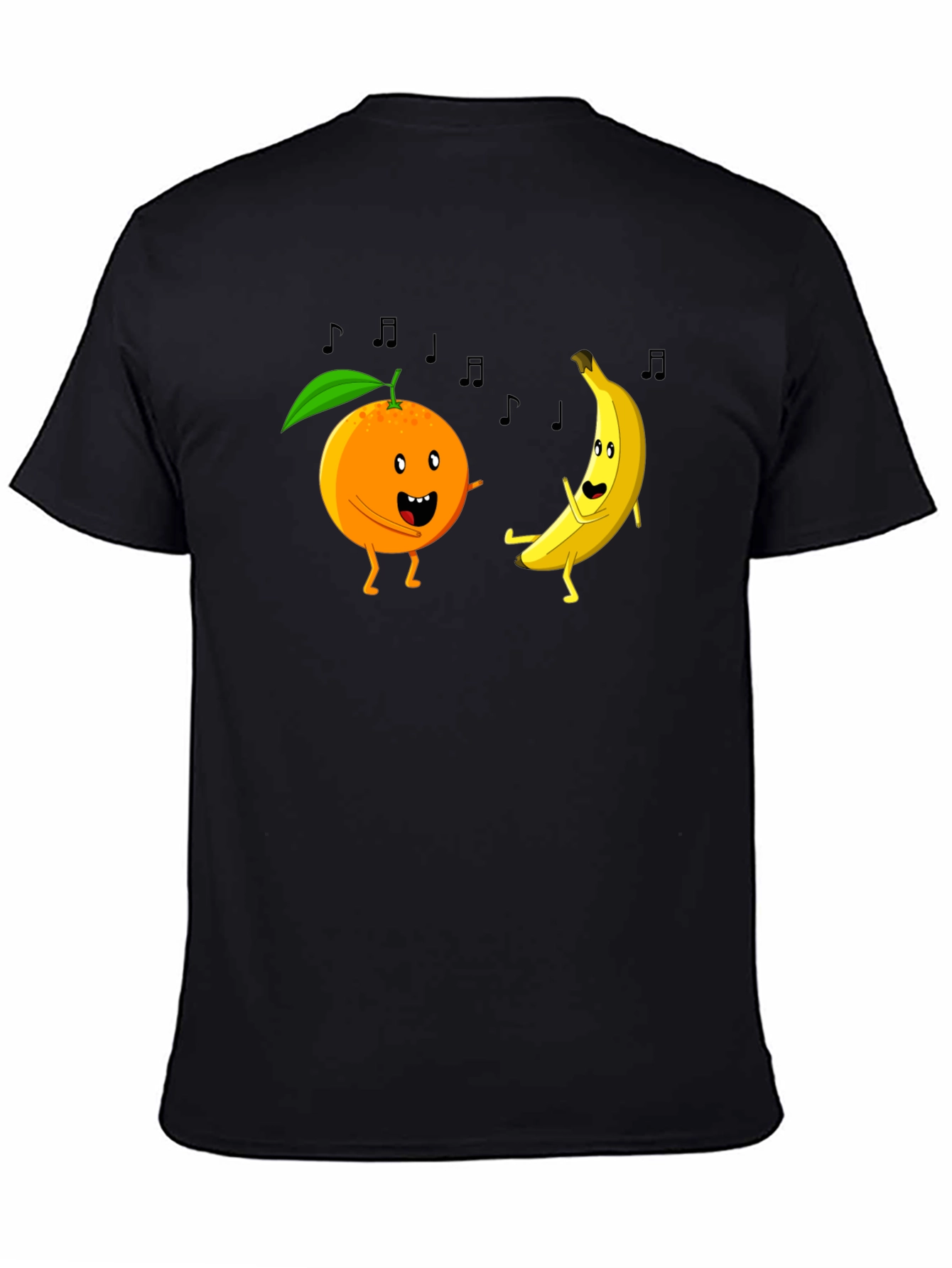 Dancing Fruits Graphic Tee - Black Cotton T-Shirt