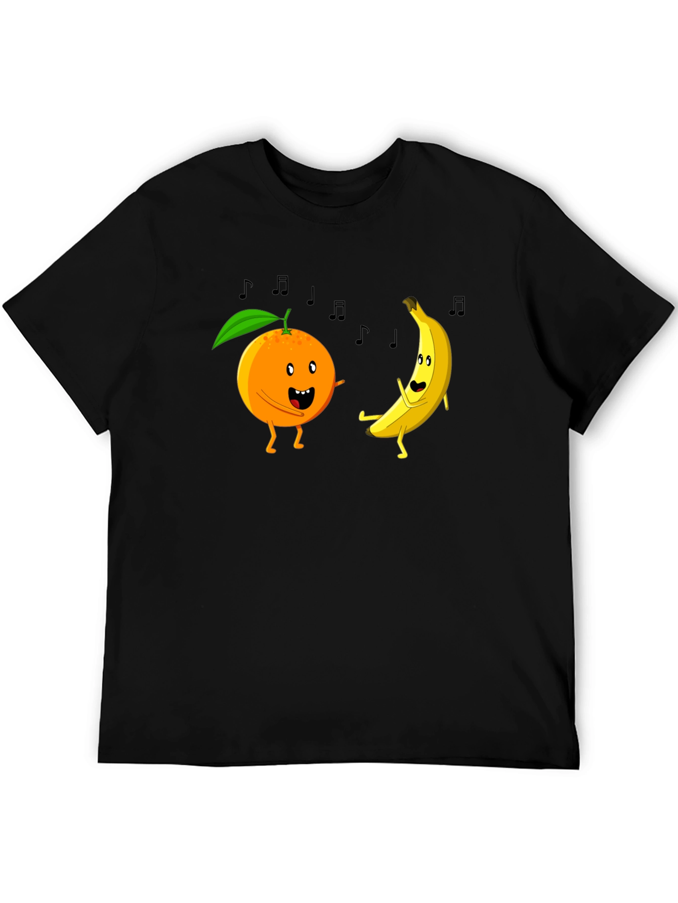Dancing Fruits Graphic Tee - Black Cotton T-Shirt