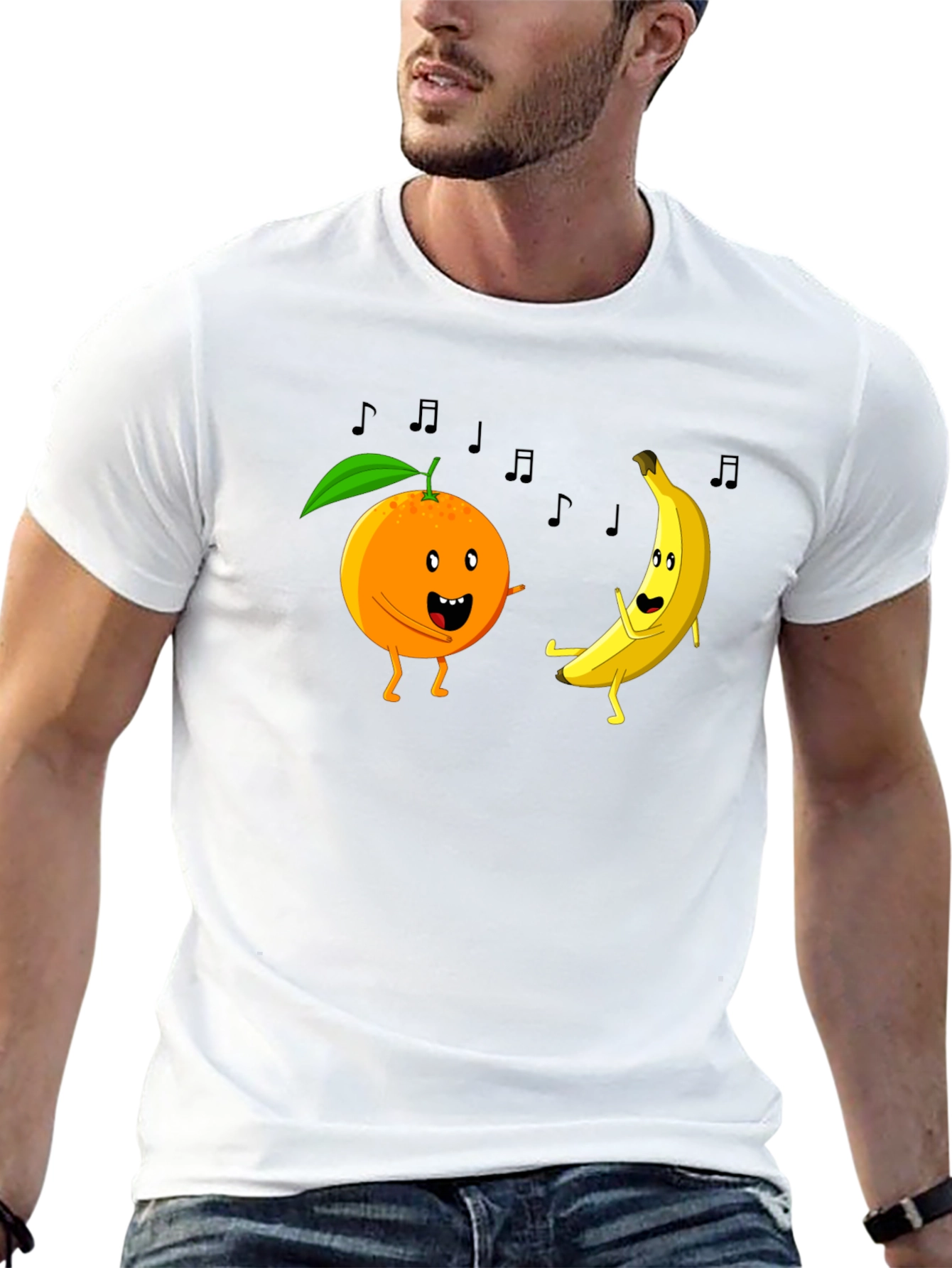 Dancing Fruits Graphic Tee - Black Cotton T-Shirt
