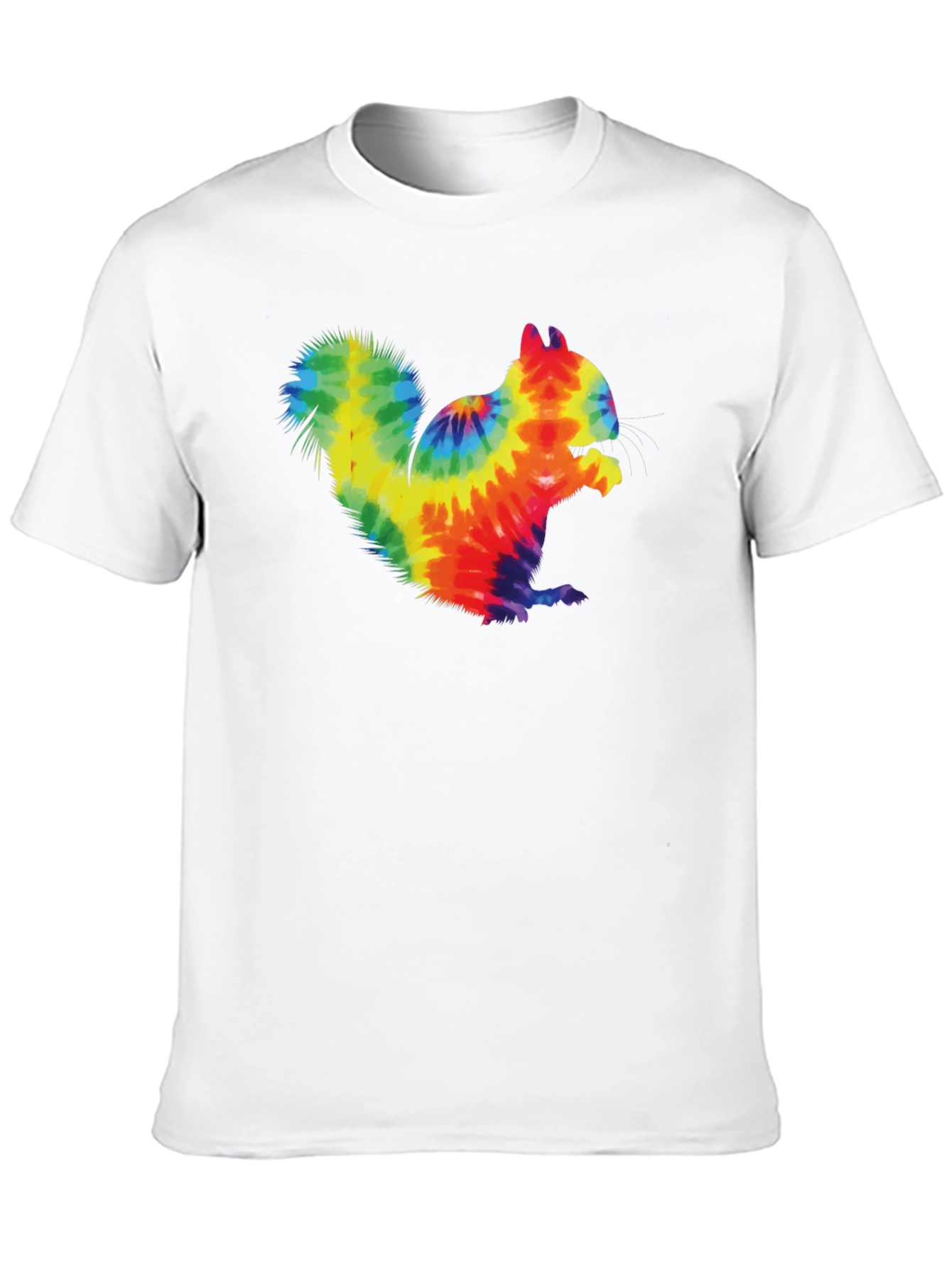 Tie Dye Squirrel Graphic T-Shirt - Casual Black Tee