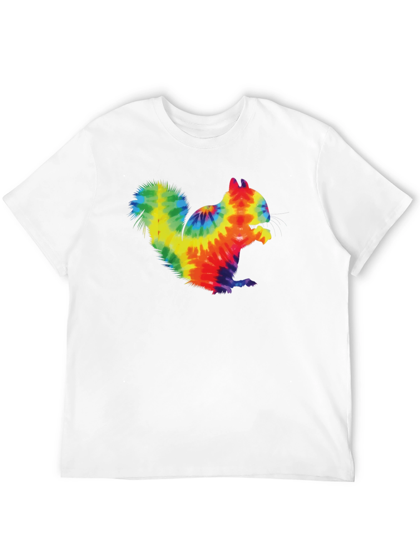 Tie Dye Squirrel Graphic T-Shirt - Casual Black Tee