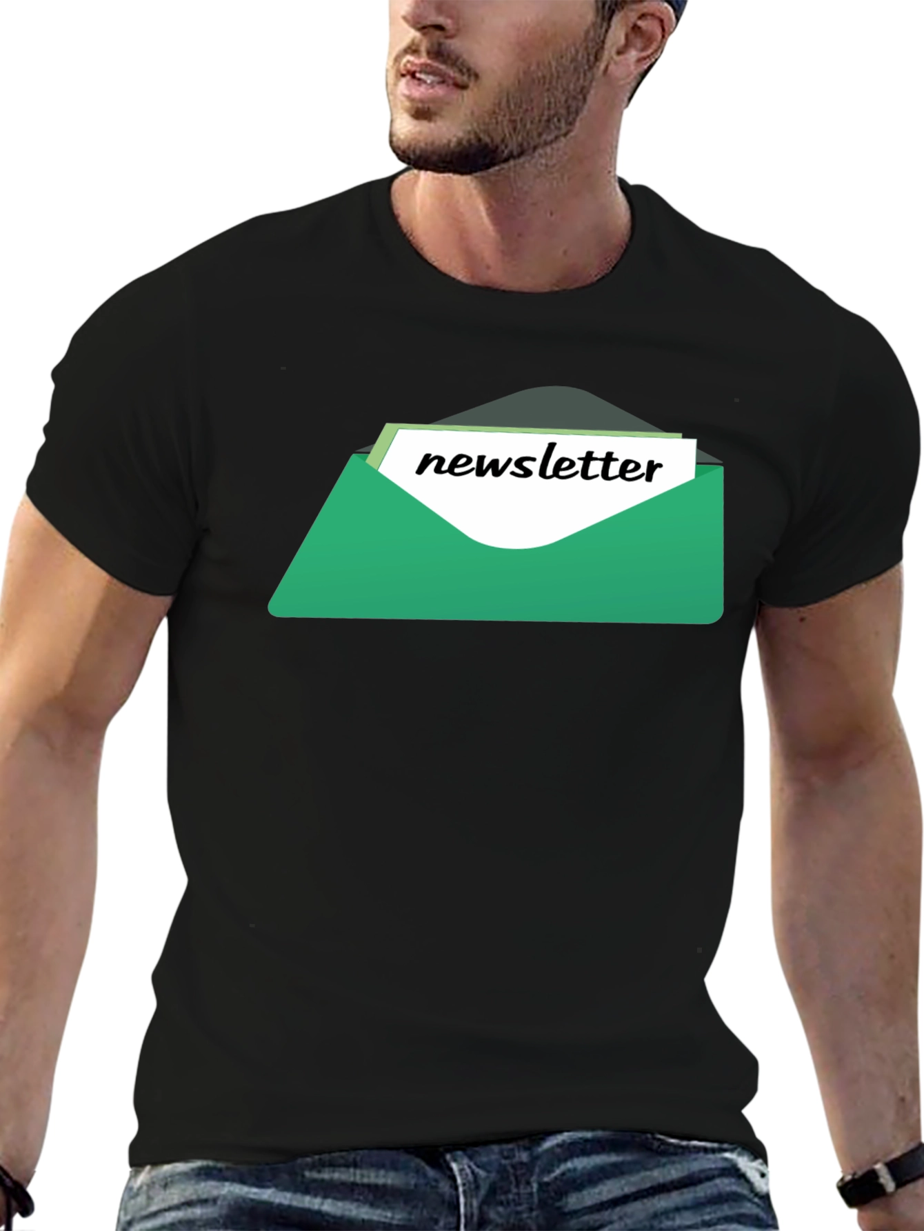 Newsletter Graphic Tee - Black Cotton T-Shirt