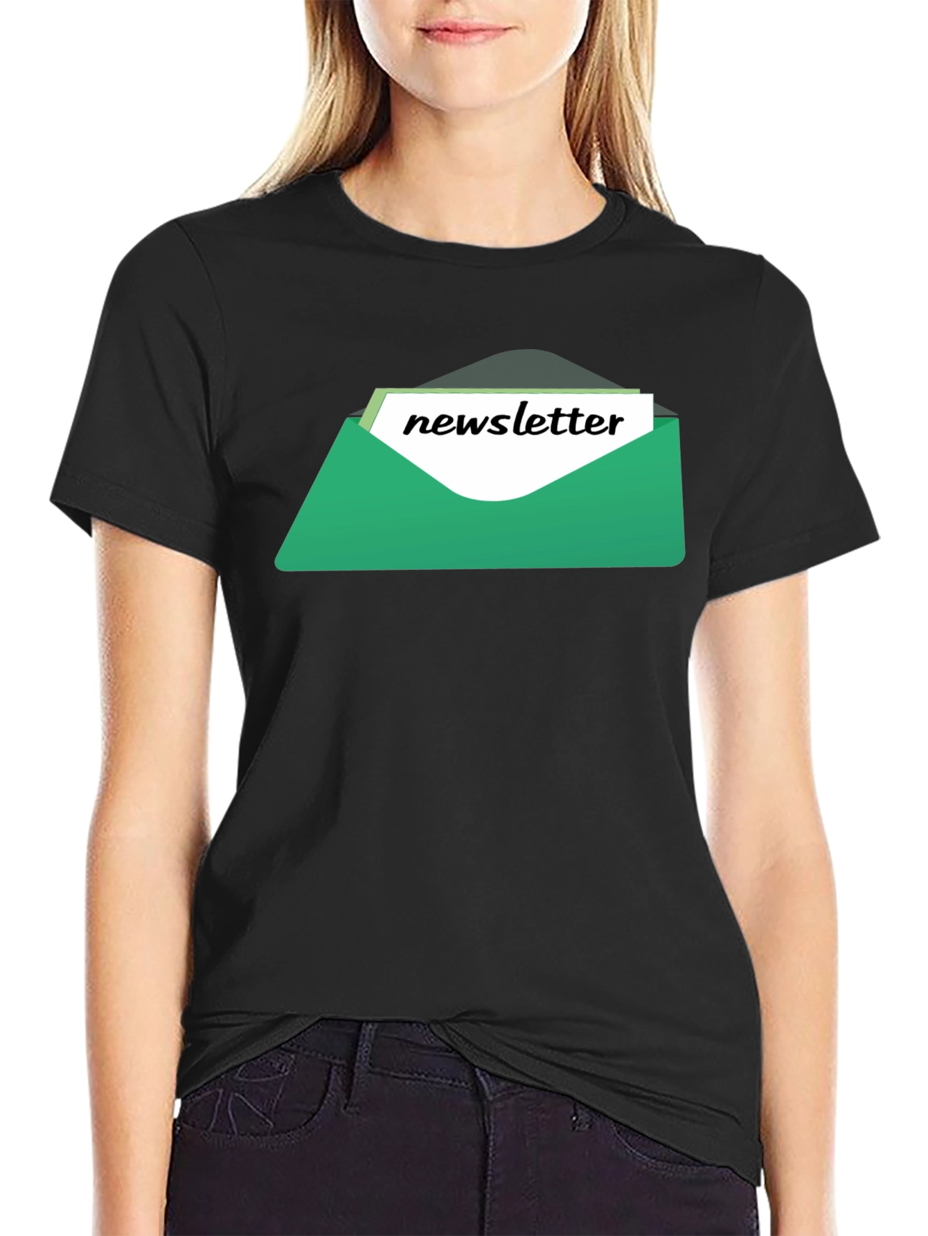 Newsletter Graphic Tee - Black Cotton T-Shirt