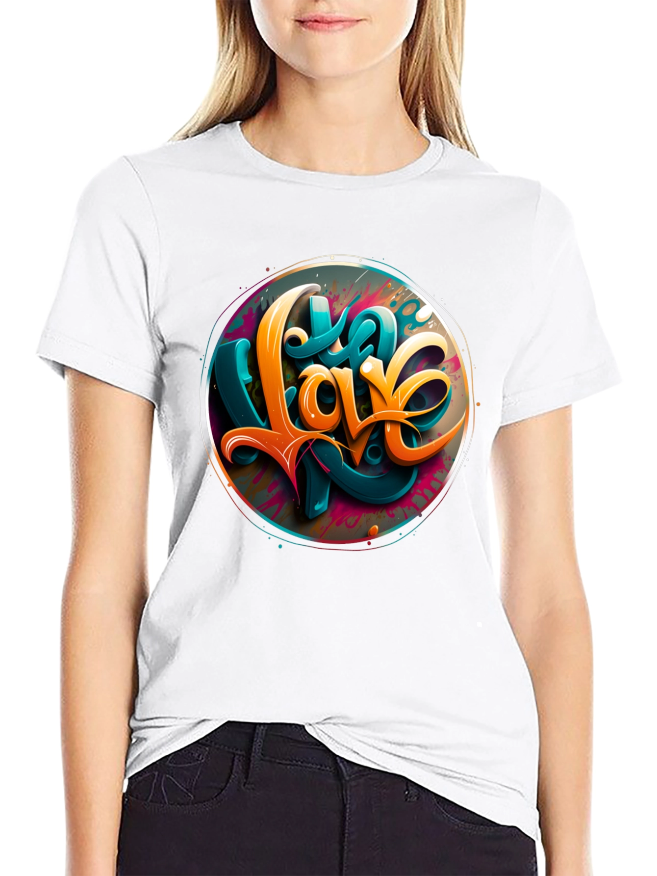 Love Graphic Print Black T-Shirt