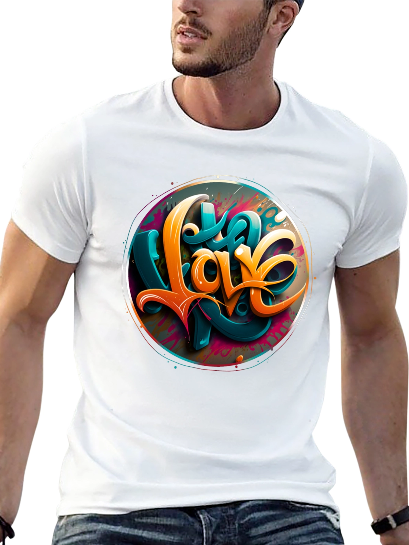 Love Graphic Print Black T-Shirt