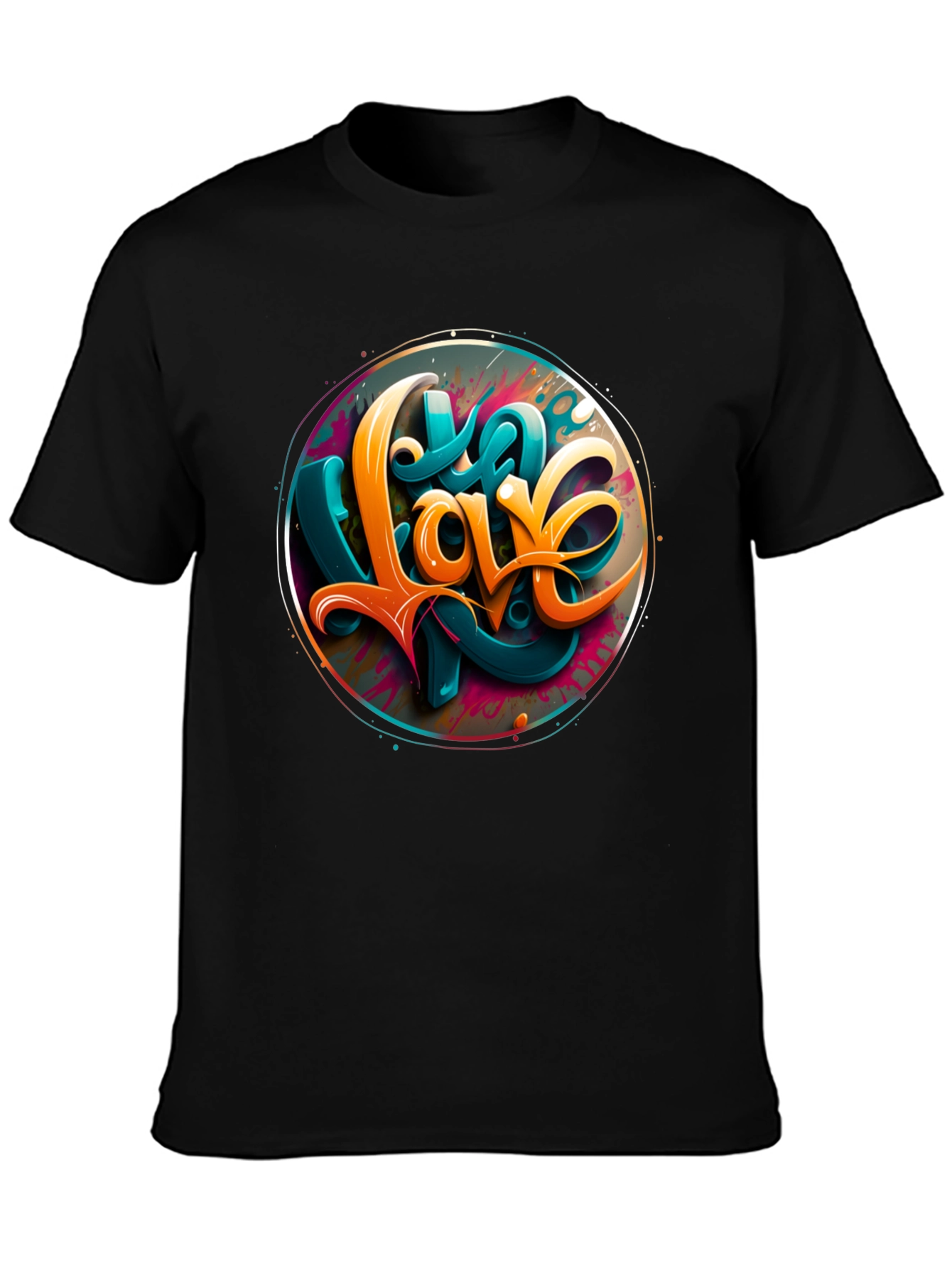 Love Graphic Print Black T-Shirt