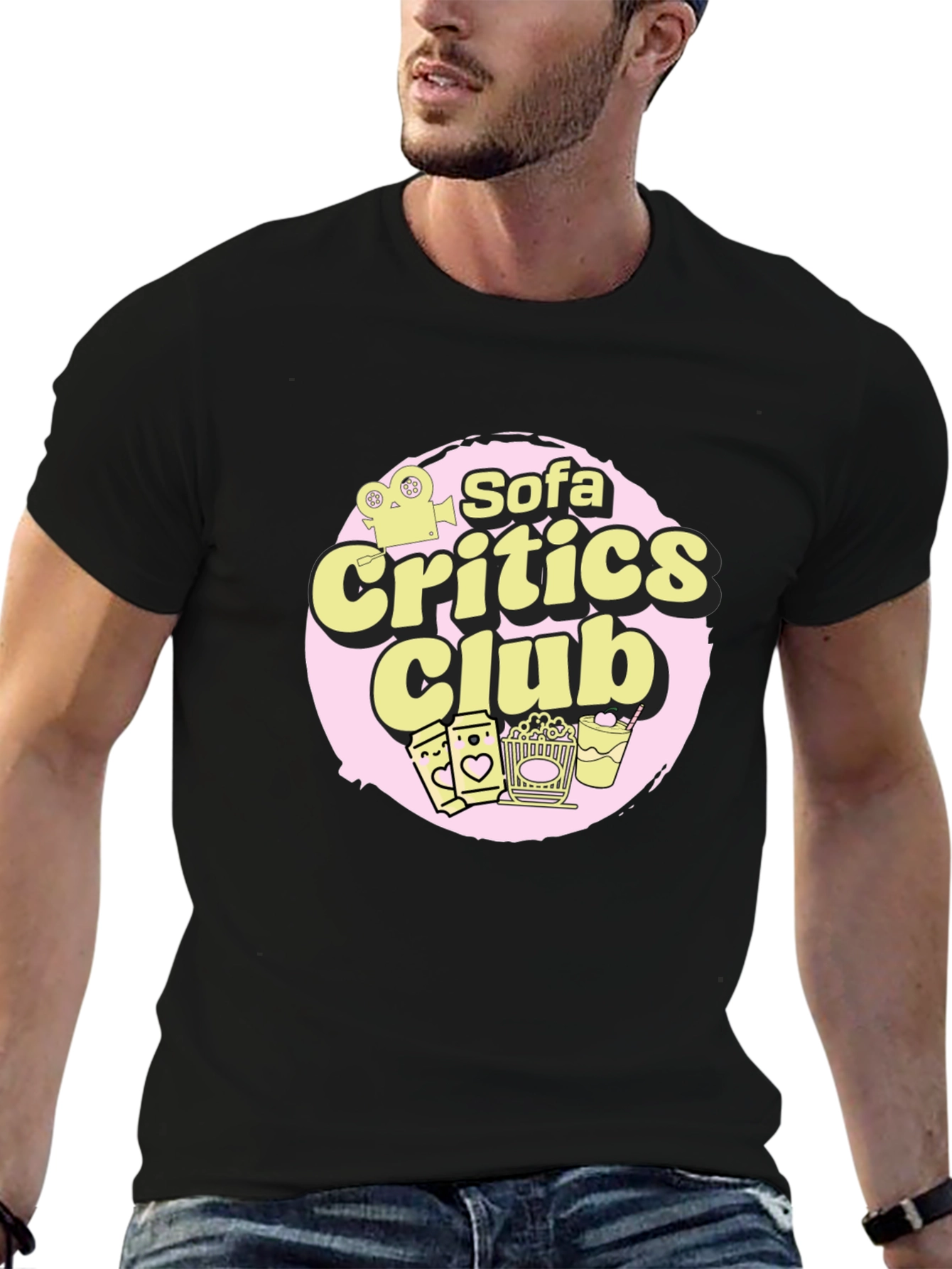 Sofa Critics Club Black T-Shirt - Movie Buff Apparel