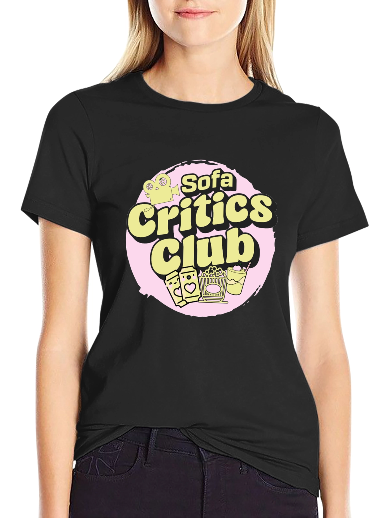 Sofa Critics Club Black T-Shirt - Movie Buff Apparel