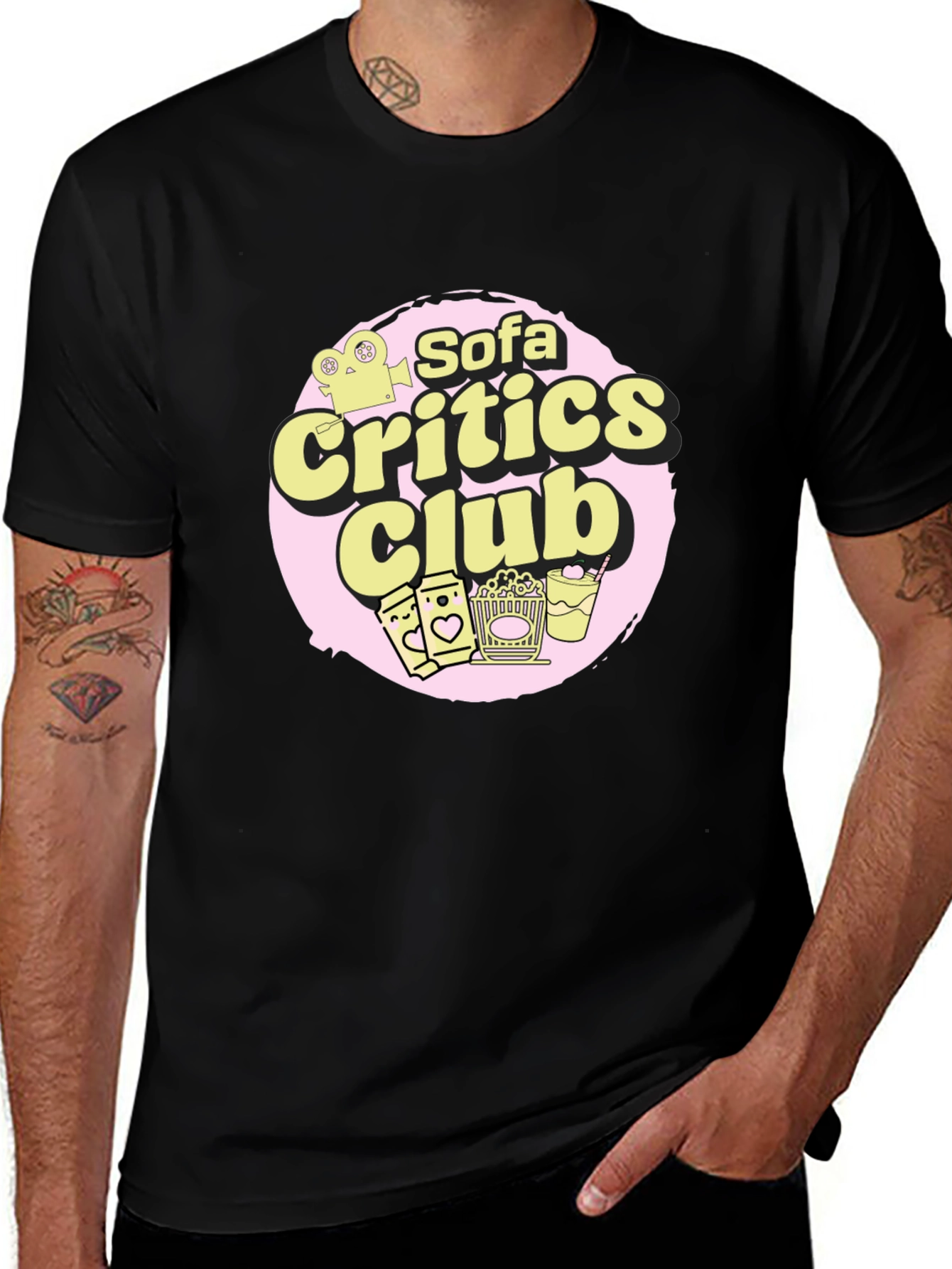 Sofa Critics Club Black T-Shirt - Movie Buff Apparel