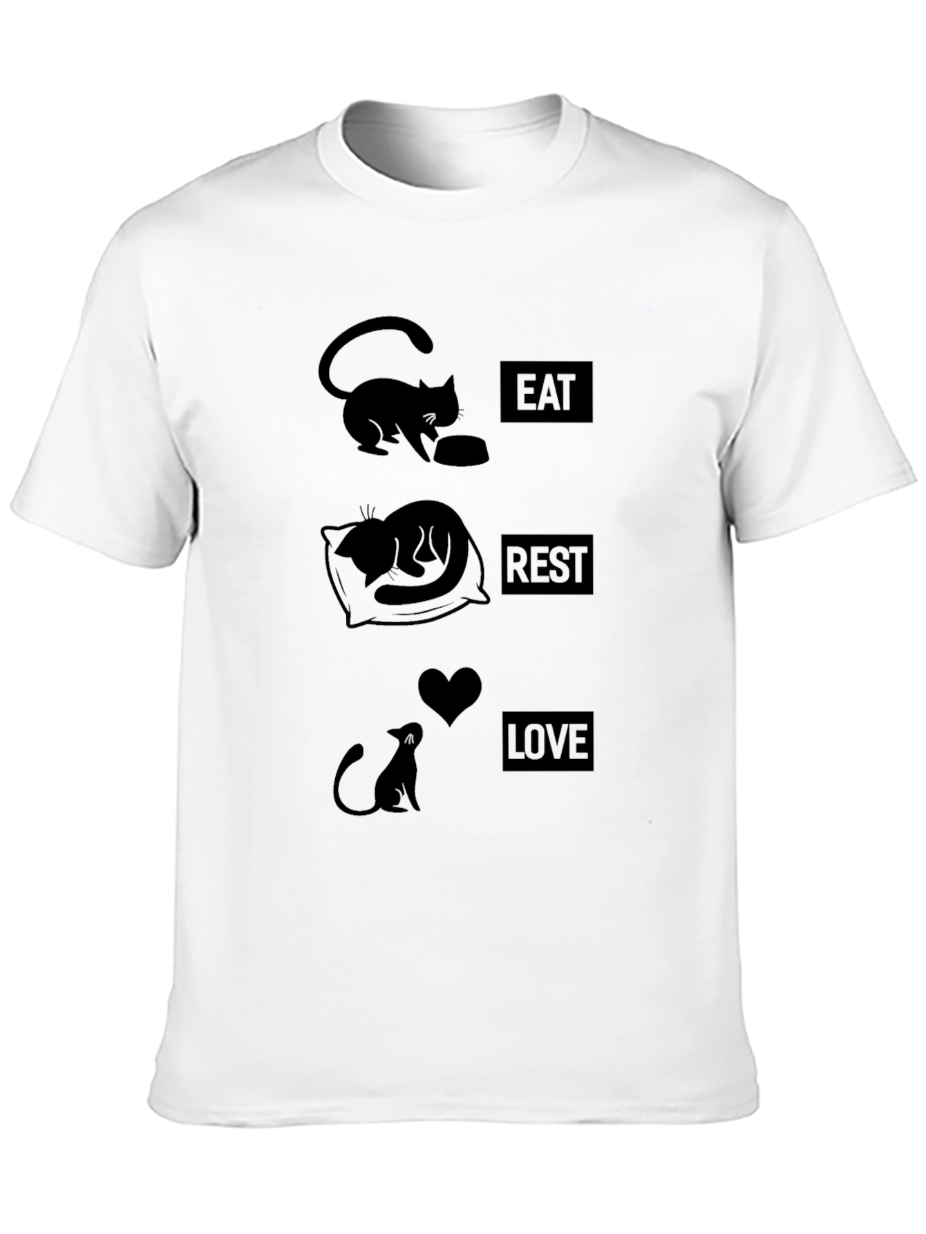 Eat Rest Love Cat Graphic T-Shirt