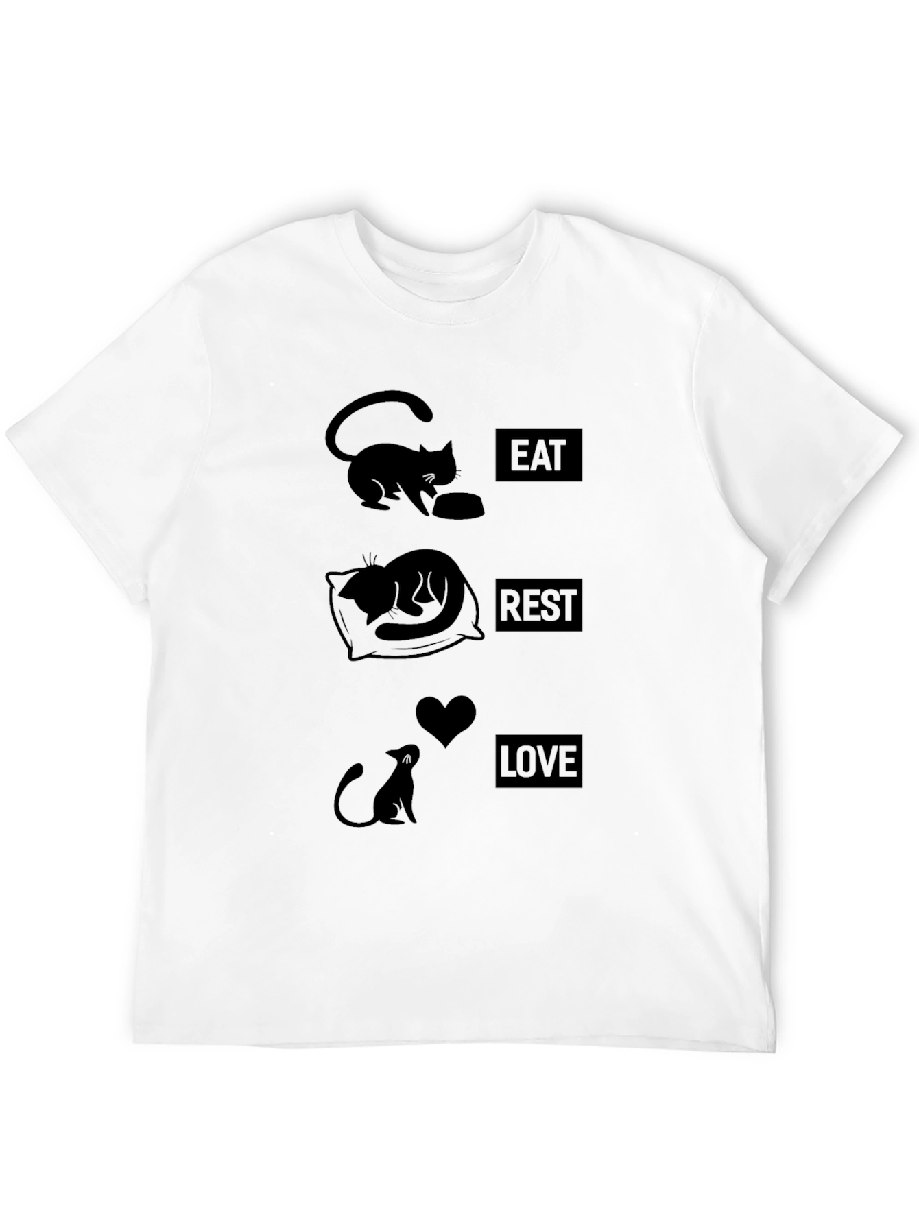 Eat Rest Love Cat Graphic T-Shirt