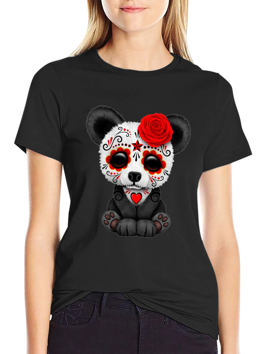 Sugar Skull Panda Bear T-Shirt - Dia de los Muertos Style