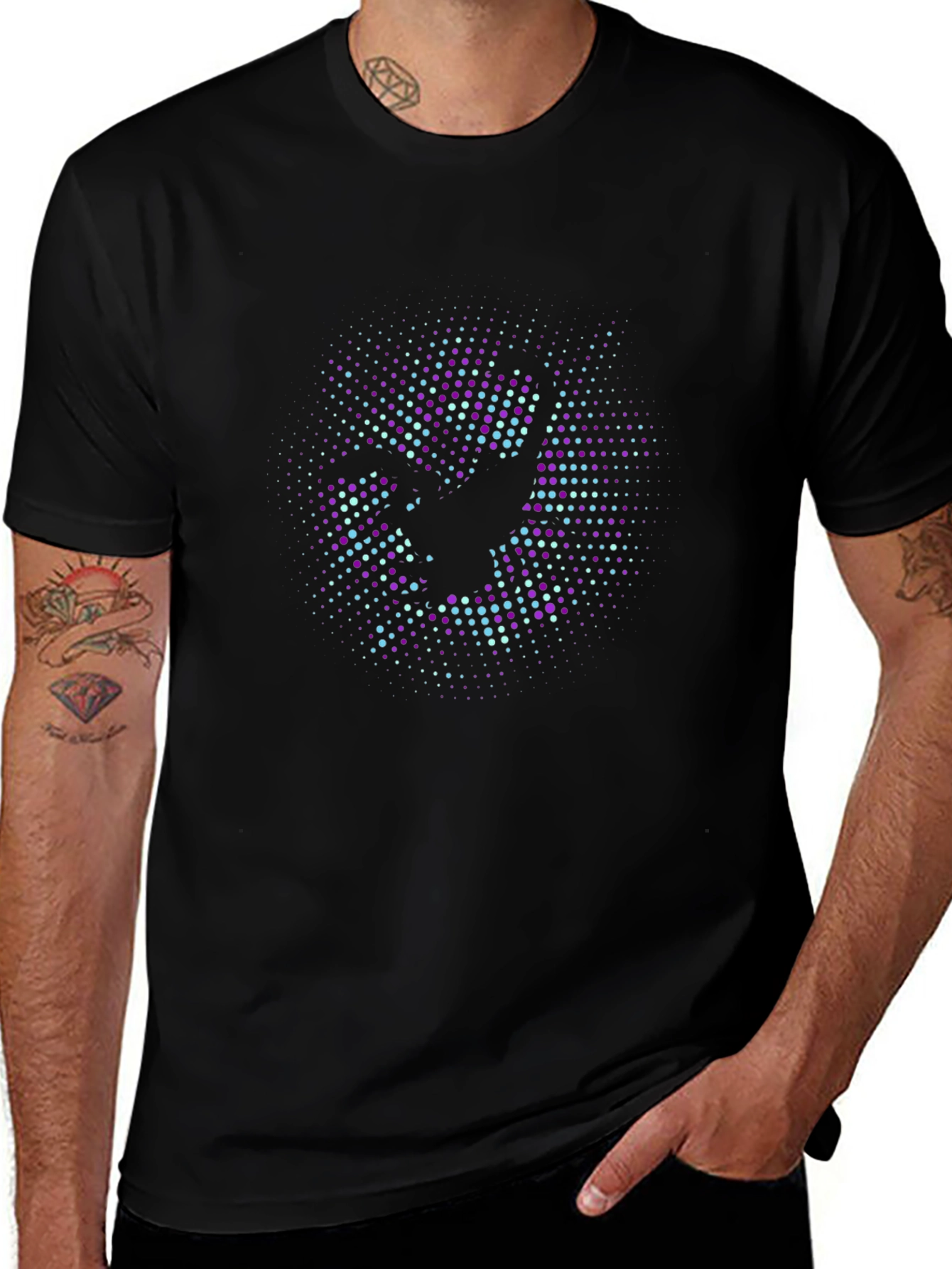 Abstract Graphic Print Black Crew Neck T-Shirt
