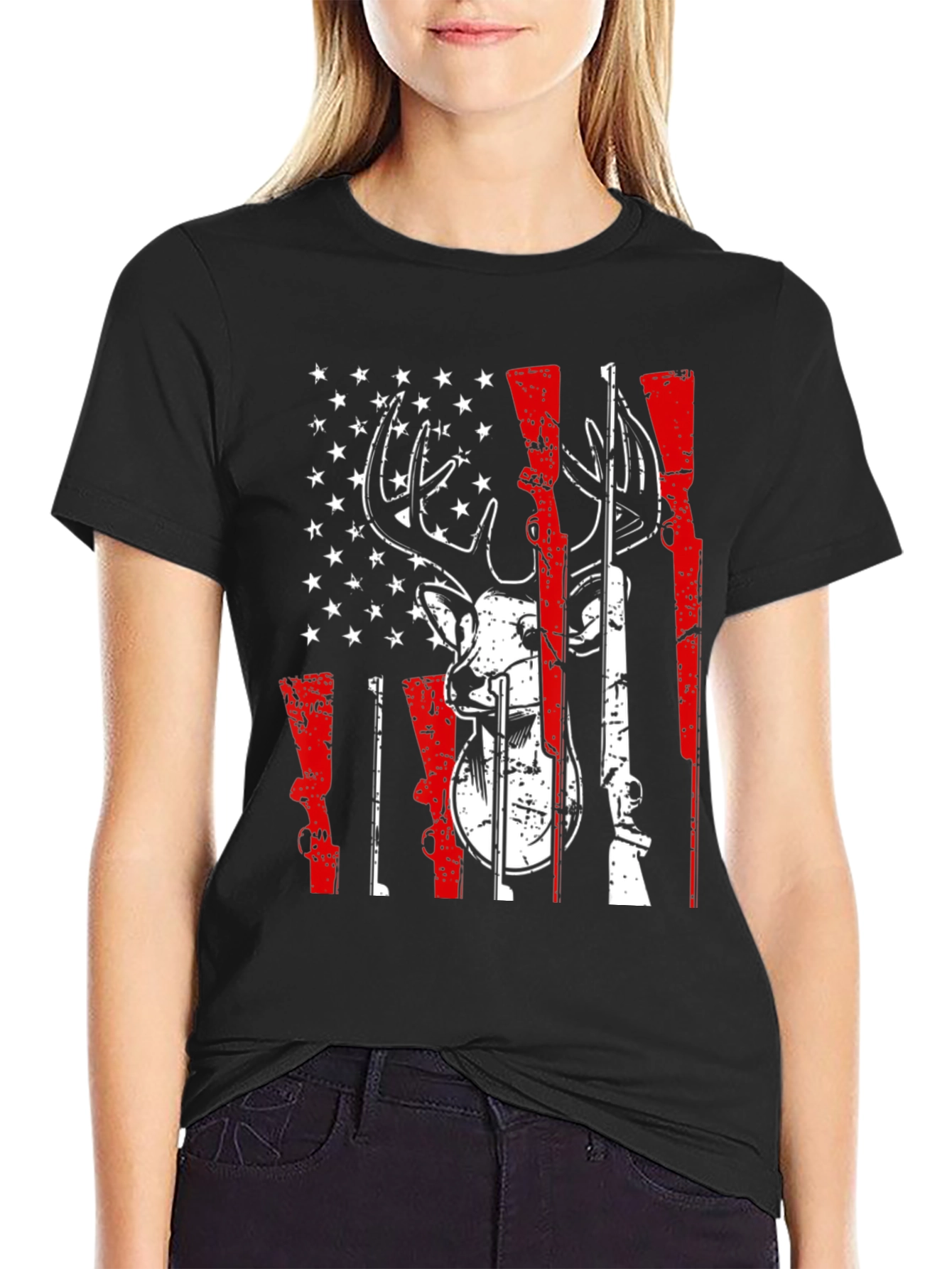 American Flag Deer Hunting Graphic Tee