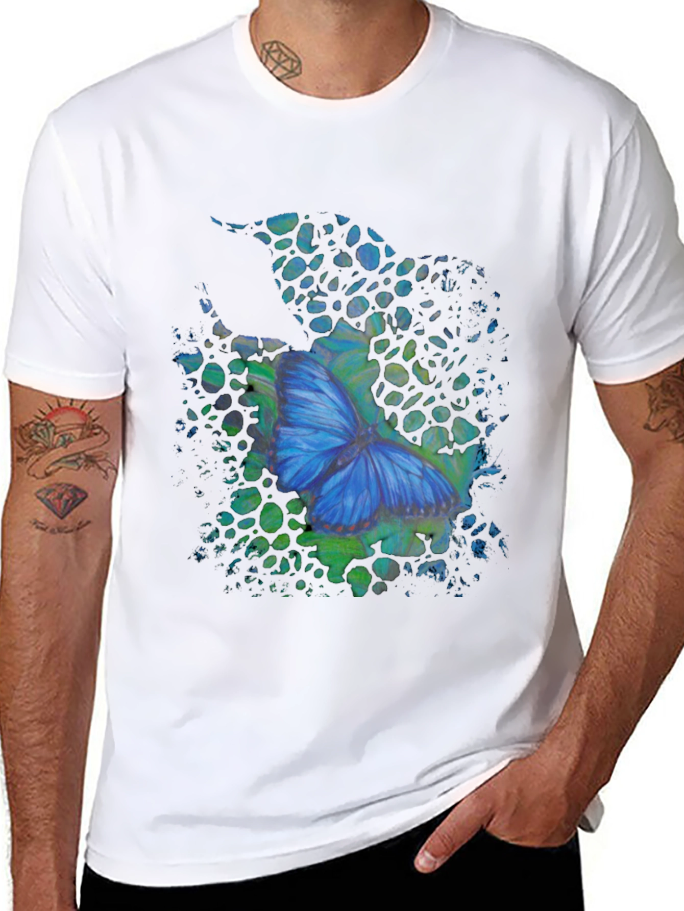 Butterfly Graphic Mens Black T-Shirt