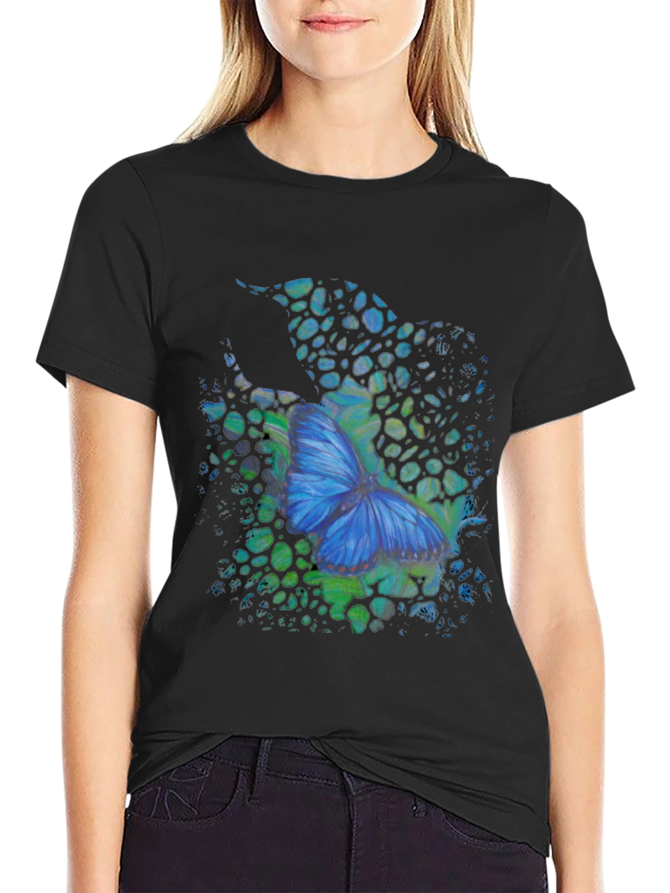 Butterfly Graphic Mens Black T-Shirt
