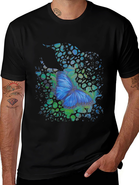 Butterfly Graphic Mens Black T-Shirt