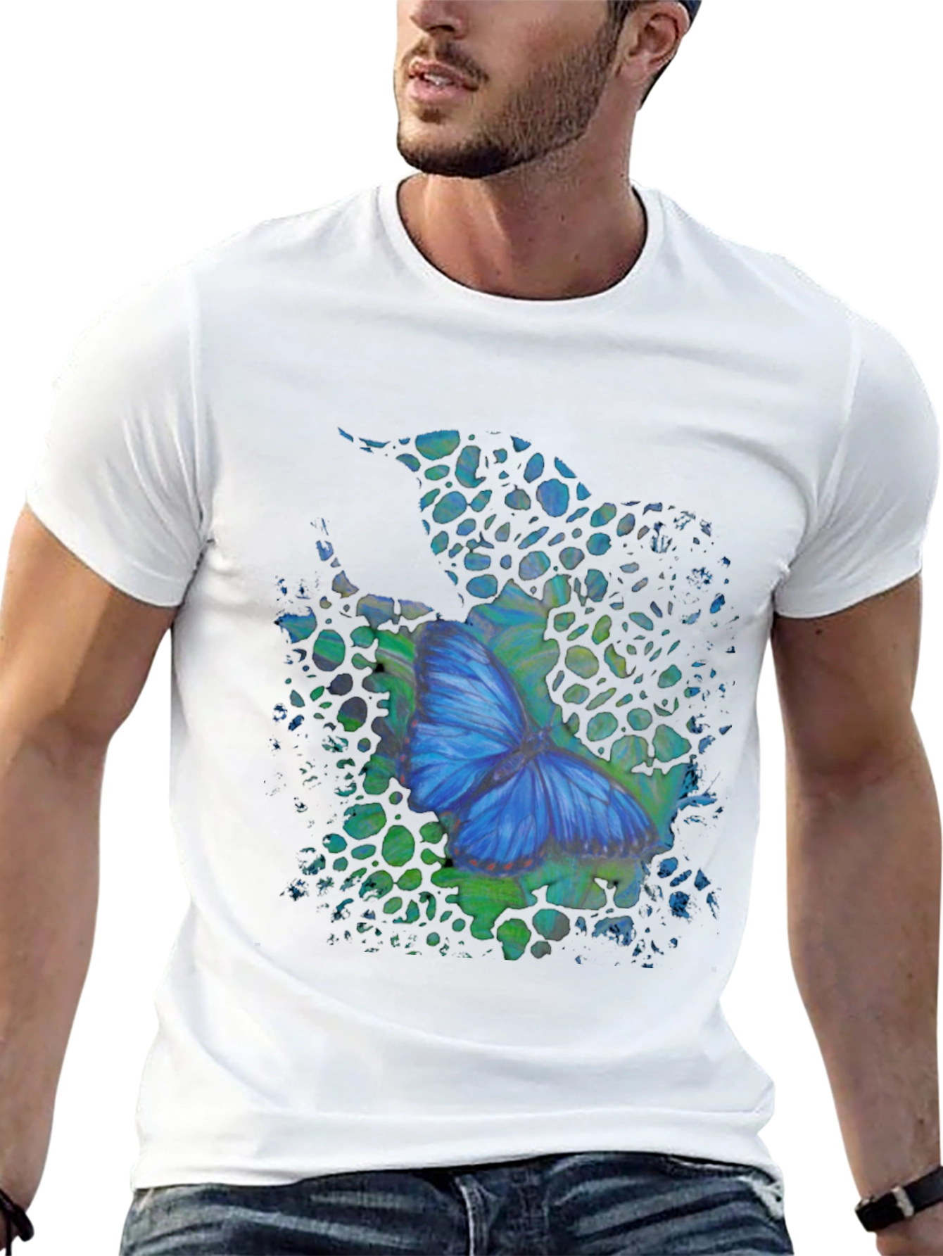 Butterfly Graphic Mens Black T-Shirt