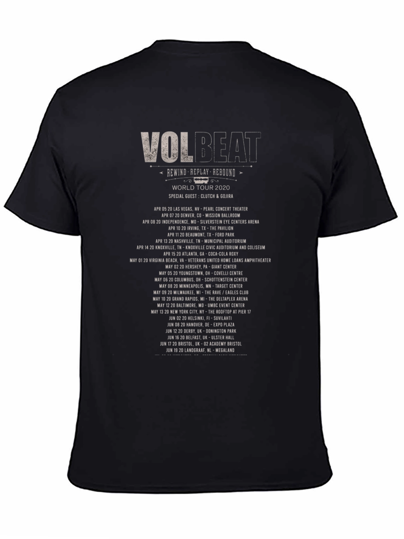 Volbeat Rewind Replay Rebound World Tour 2020 T-Shirt