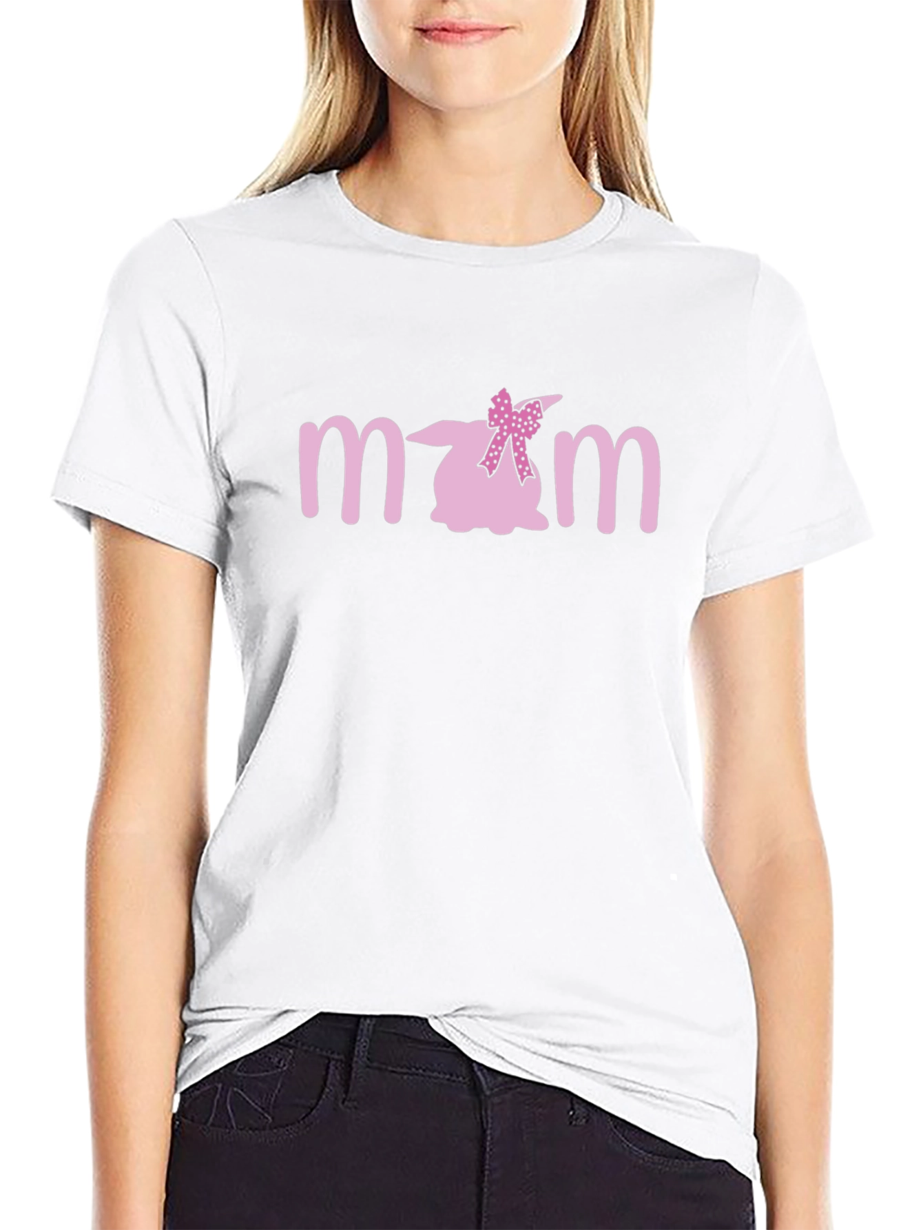 Cute Bunny Mom T-Shirt - Black
