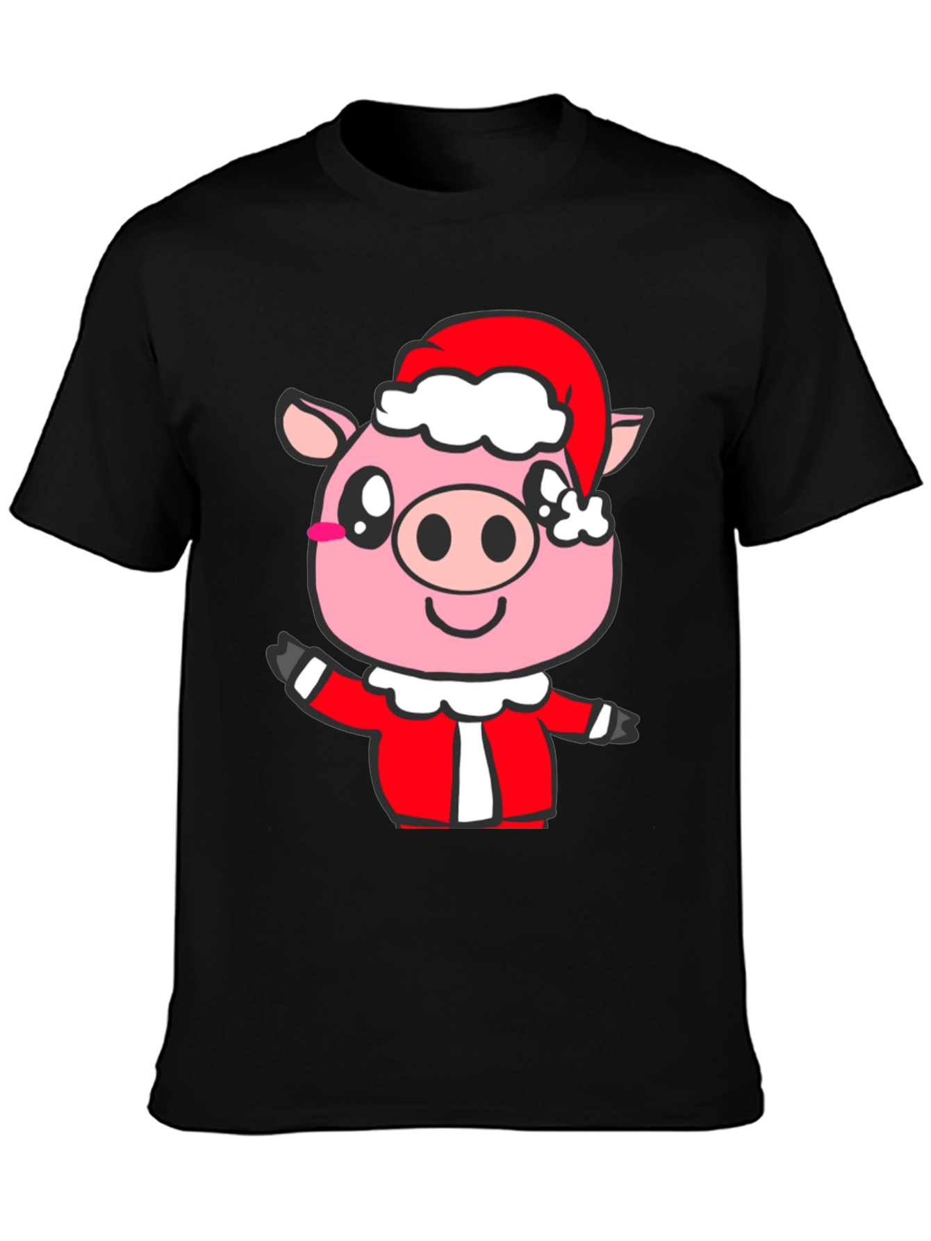 Festive Pig Santa T-Shirt - Holiday Cheer