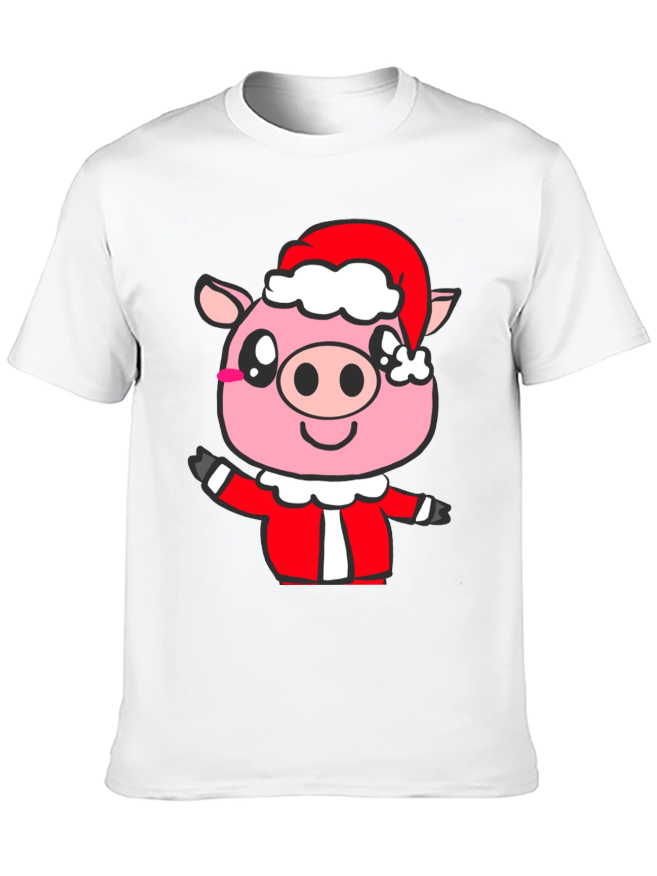 Festive Pig Santa T-Shirt - Holiday Cheer