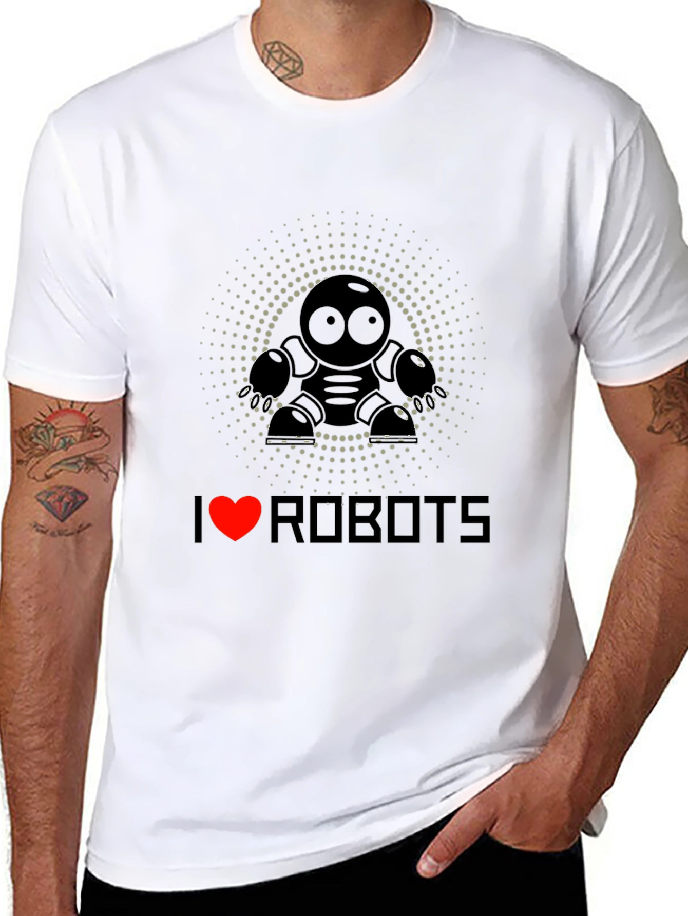 I Heart Robots Graphic T-Shirt - Cool Design