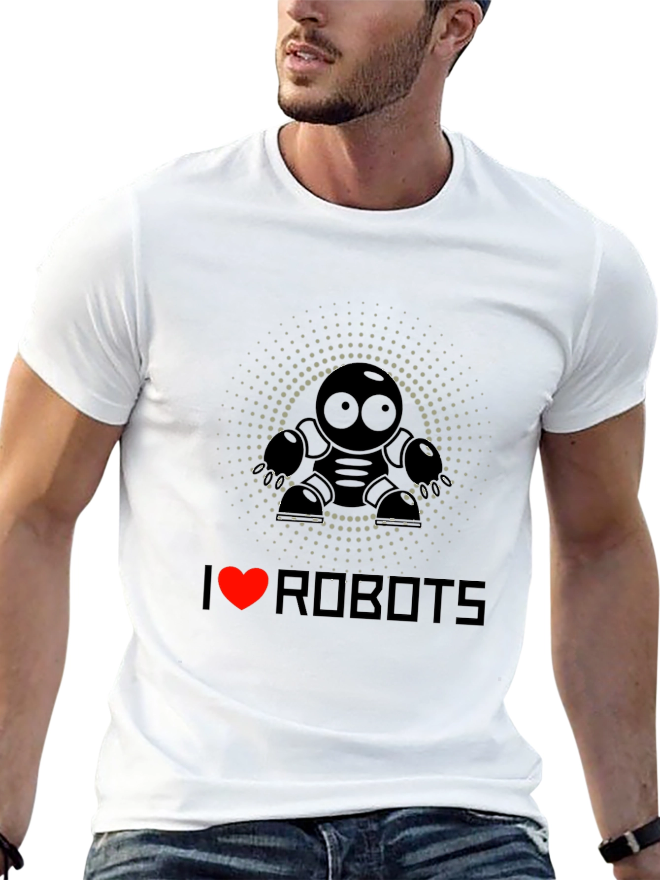 I Heart Robots Graphic T-Shirt - Cool Design