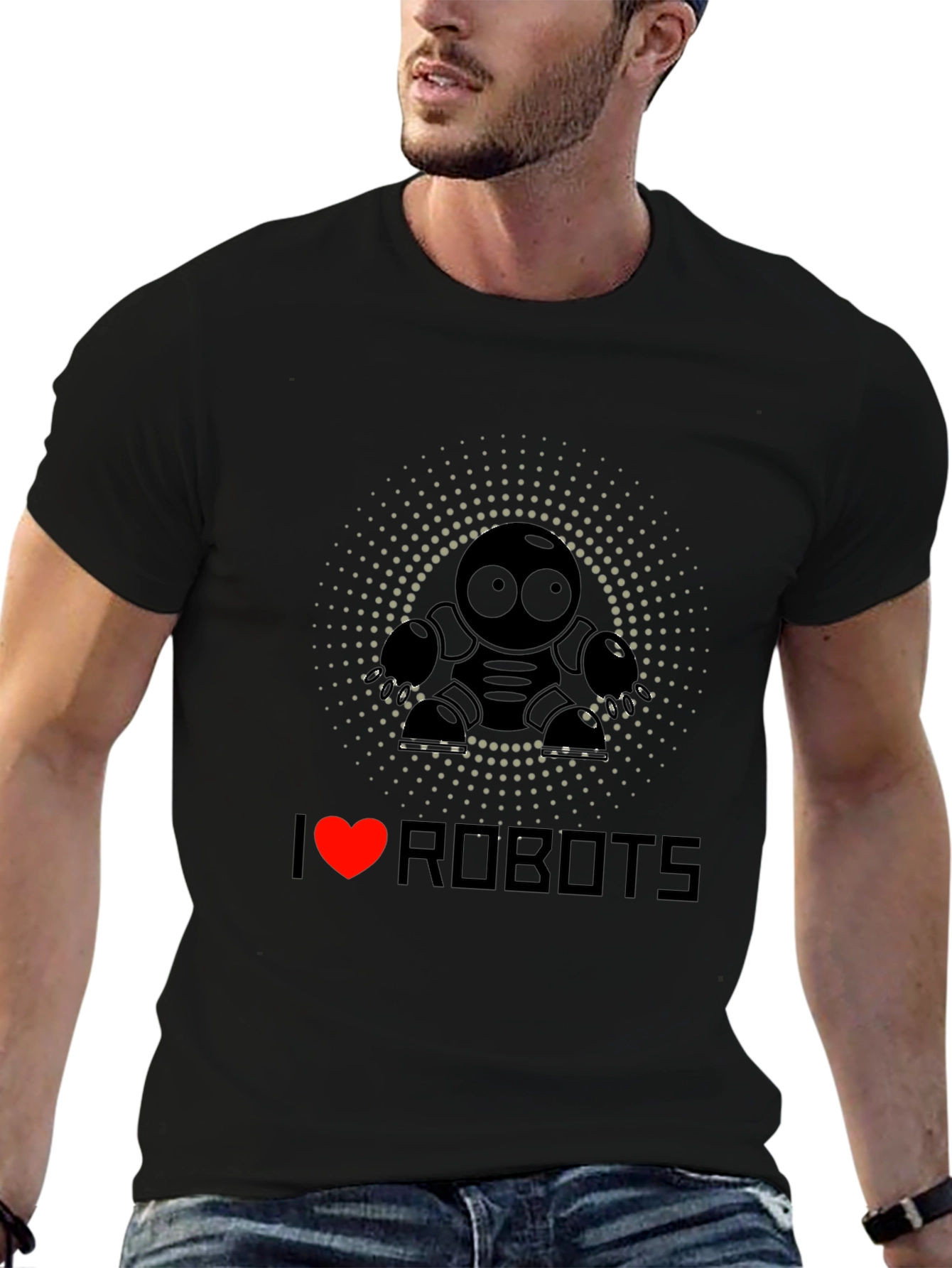 I Heart Robots Graphic T-Shirt - Cool Design