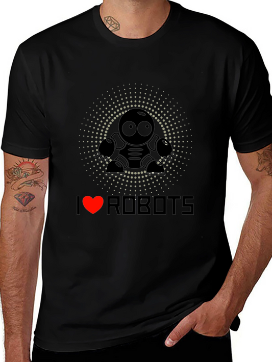 I Heart Robots Graphic T-Shirt - Cool Design