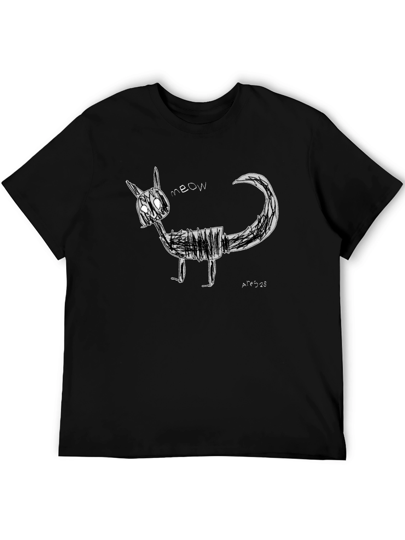 Sketchy Cat Graphic Tee - Black Unisex T-Shirt