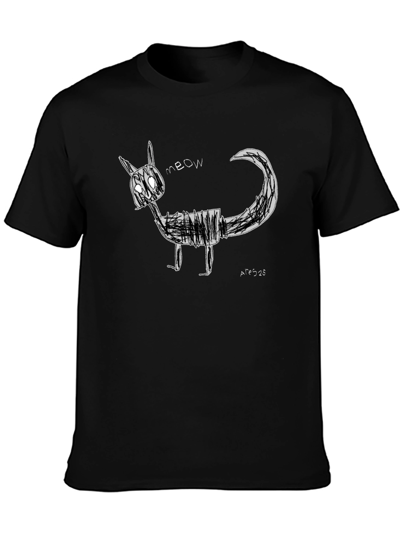 Sketchy Cat Graphic Tee - Black Unisex T-Shirt