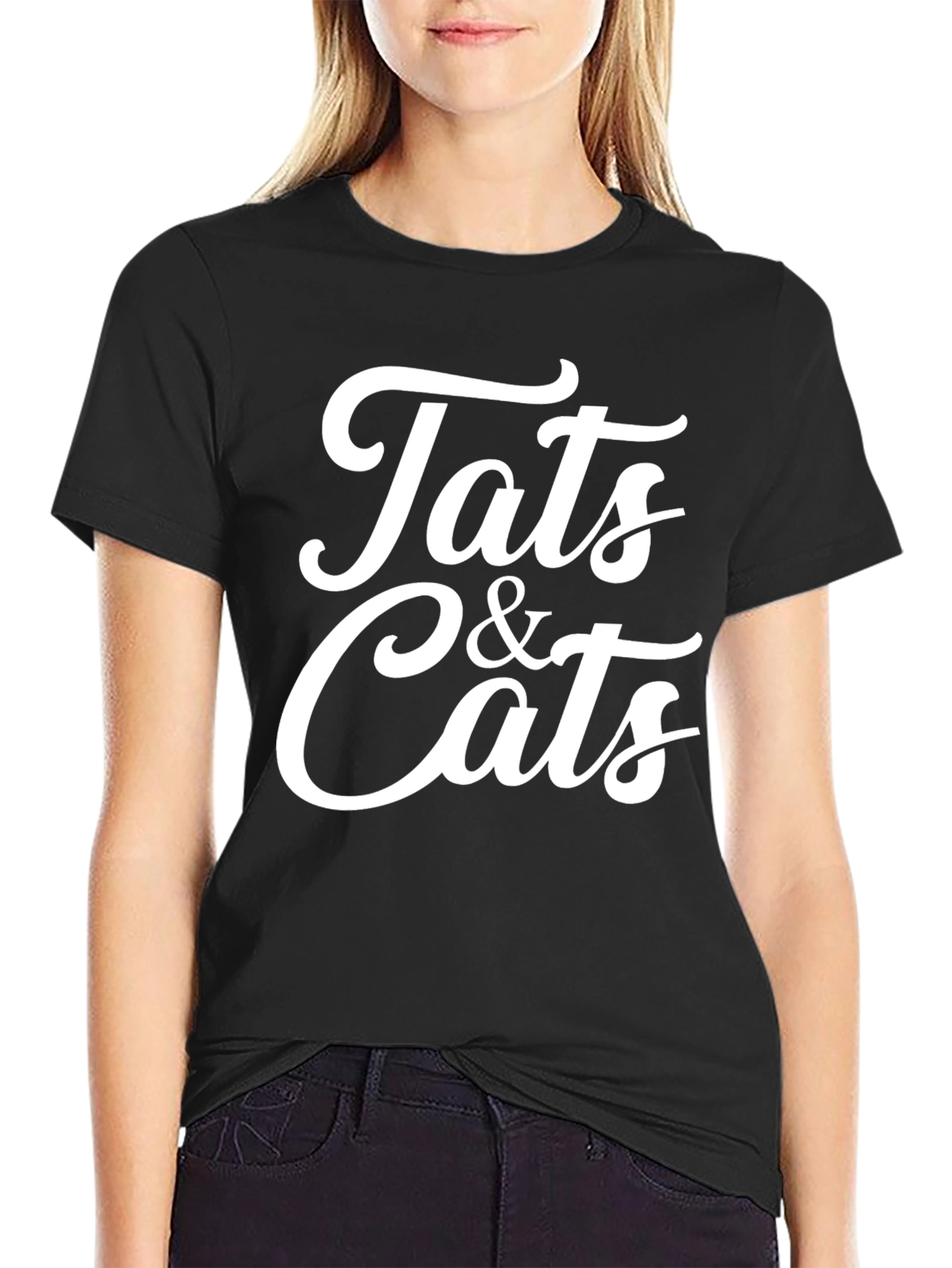 Tats & Cats Graphic Tee - Stylish Black T-Shirt